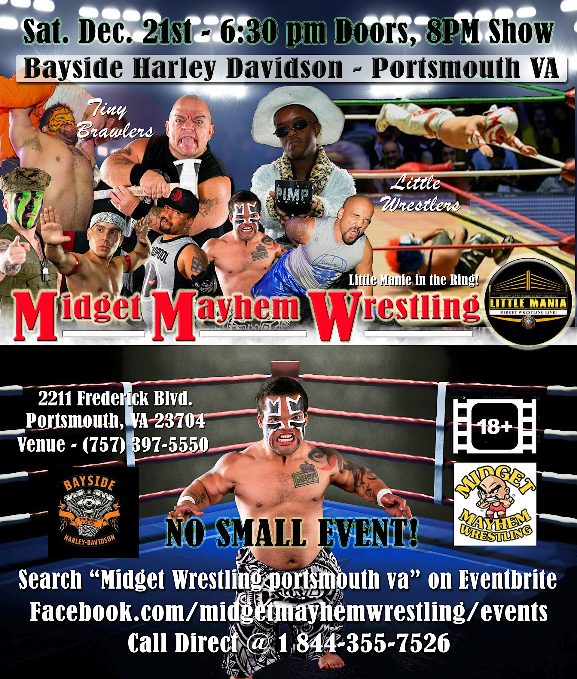 Midget Mayhem Wrestling Rips Through the Ring! Portsmouth VA 18+ – Portsmouth, VA