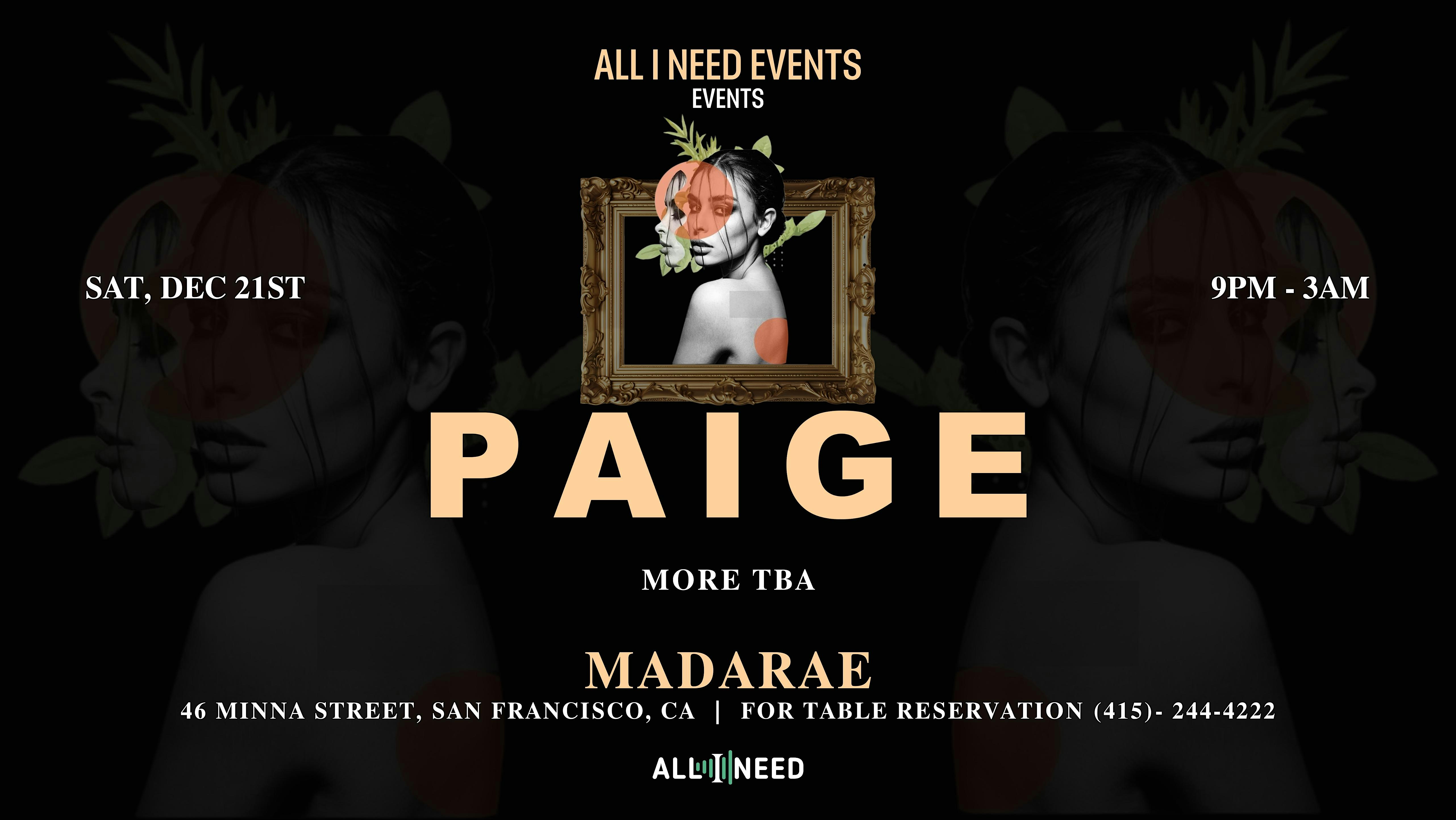 PAIGE [Afro House] at Madarae – San Francisco, CA