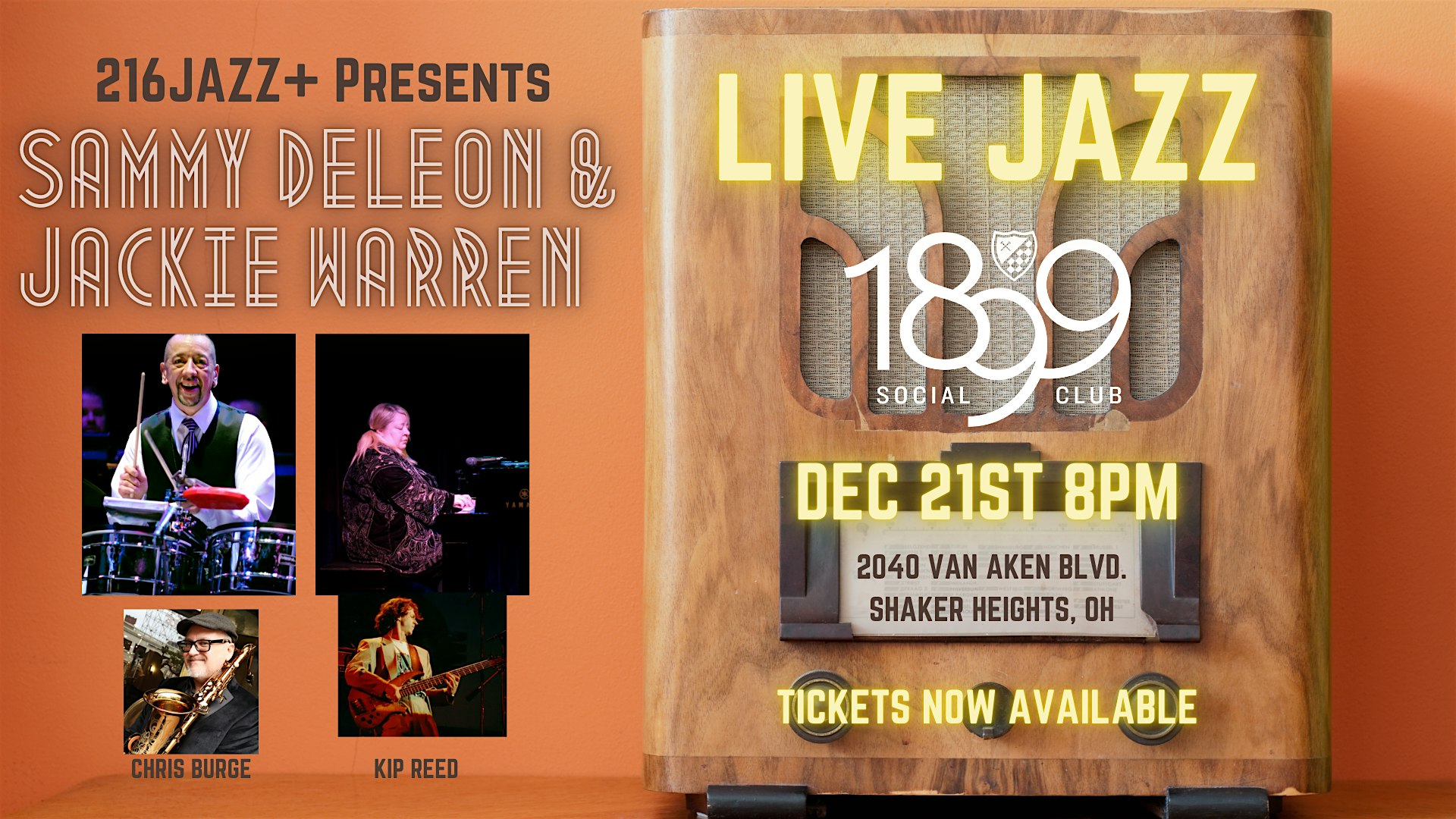 LIVE JAZZ featuring: Sammy DeLeon & Jackie Warren – Shaker Heights, OH