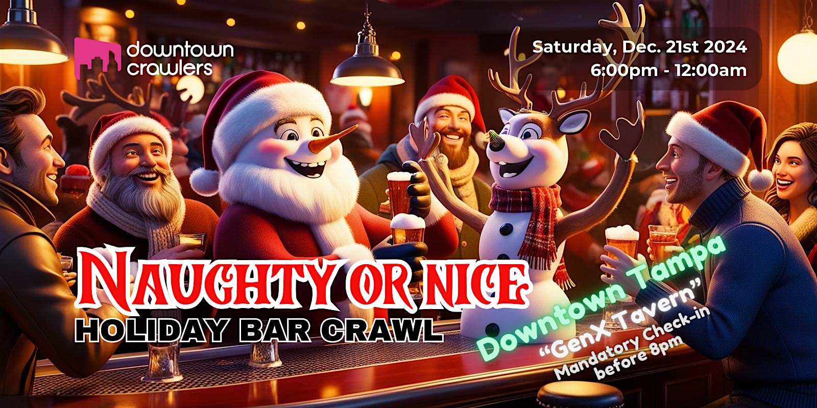 Naughty or Nice Holiday Bar Crawl – Downtown Tampa (GenX Tavern) – Tampa, FL