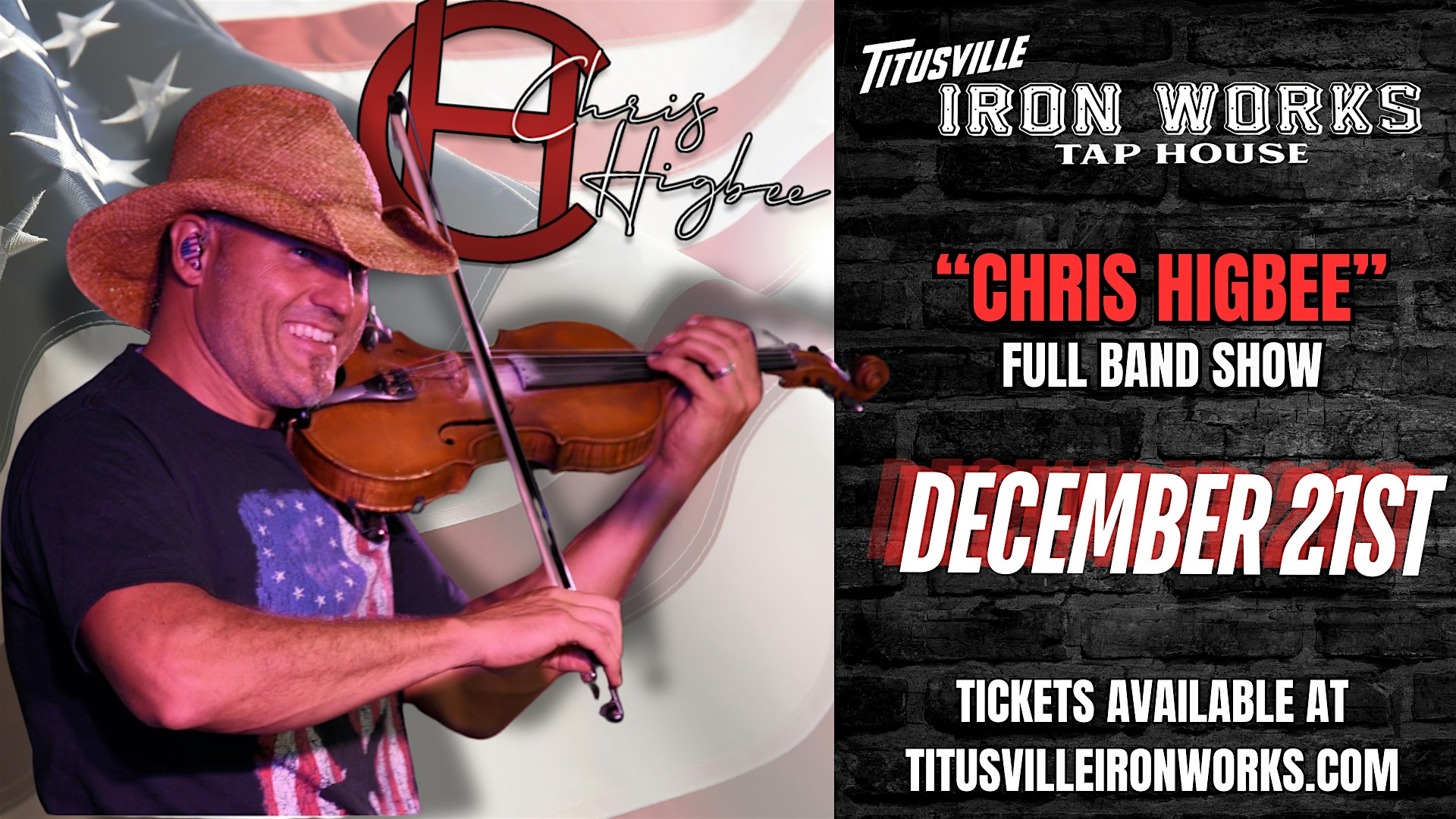 “Chris Higbee – FULL BAND SHOW” at TIW on Saturday, December 21st, 2024 – Titusville, PA