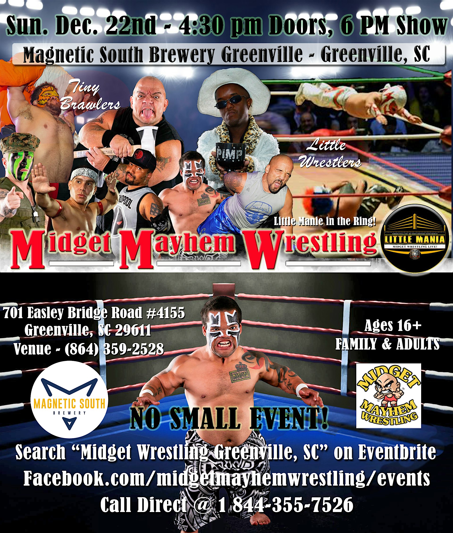 Midget Mayhem Wrestling Rips Through the Ring! Greenville SC 16+ – Greenville, SC