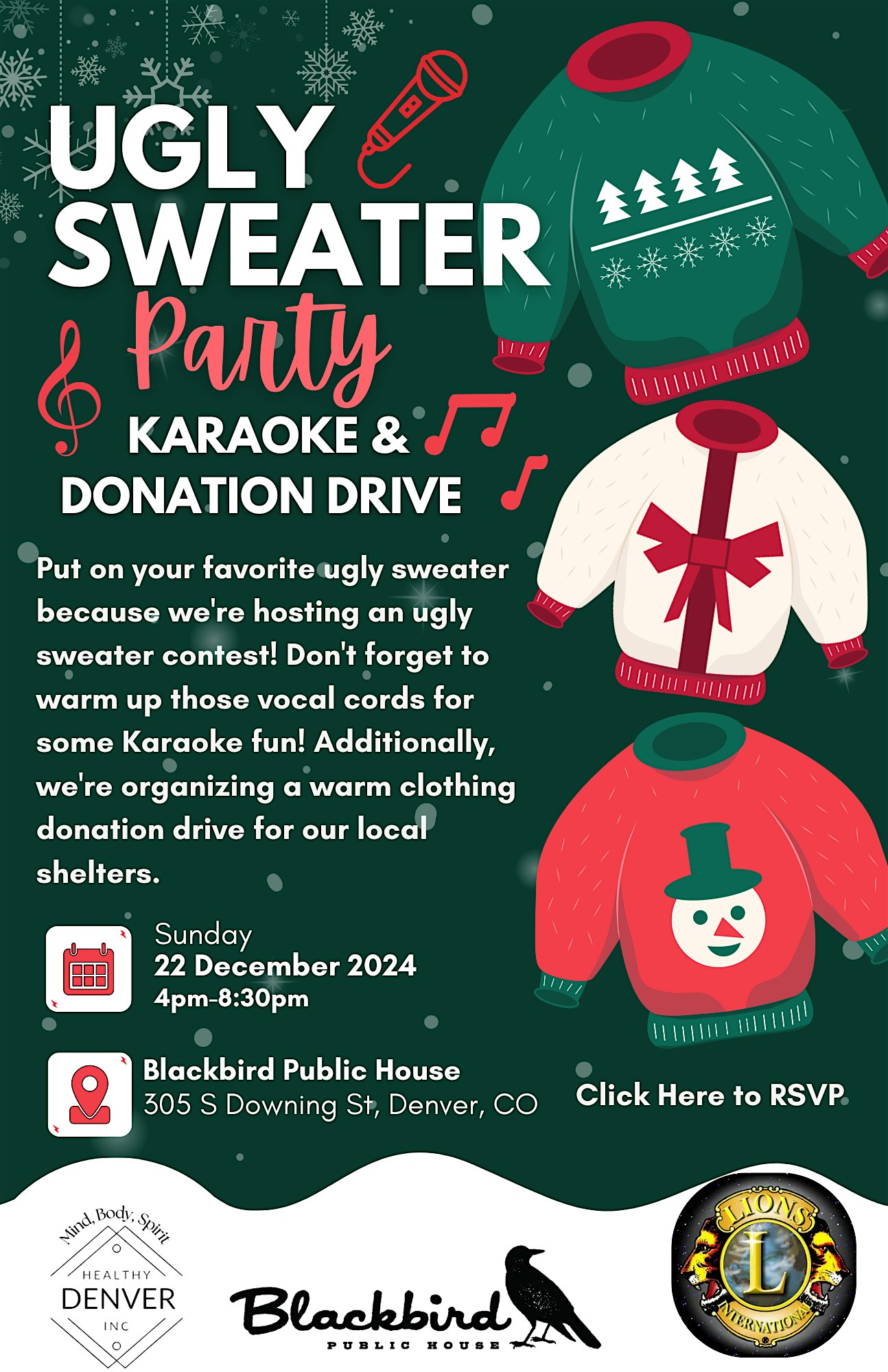 HDI Ugly Sweater Party with Karaoke & Donation Drive – Denver, CO