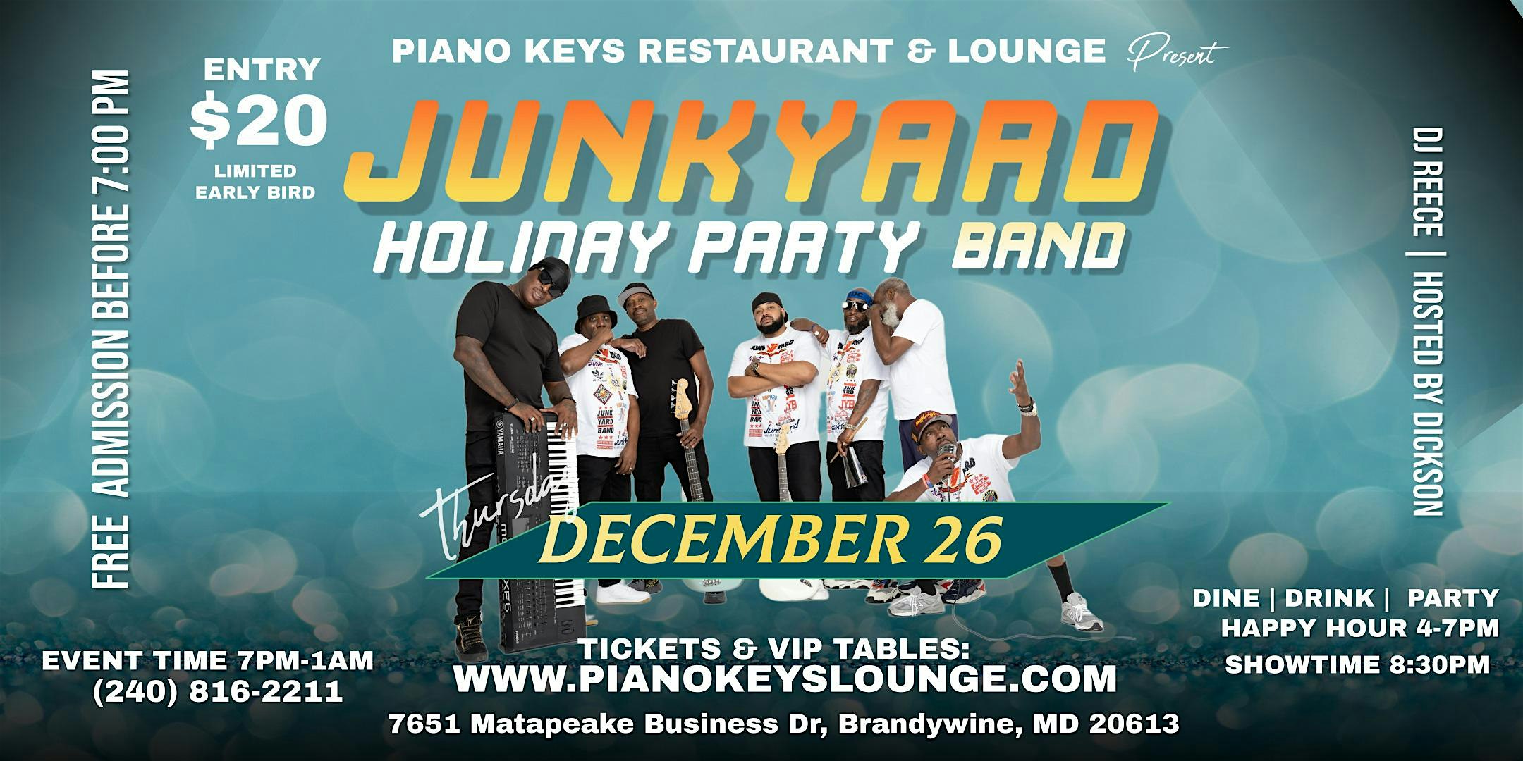 Holiday Party w/ Junkyard Band @ Piano Keys Lounge DEC 26 – Brandywine, MD