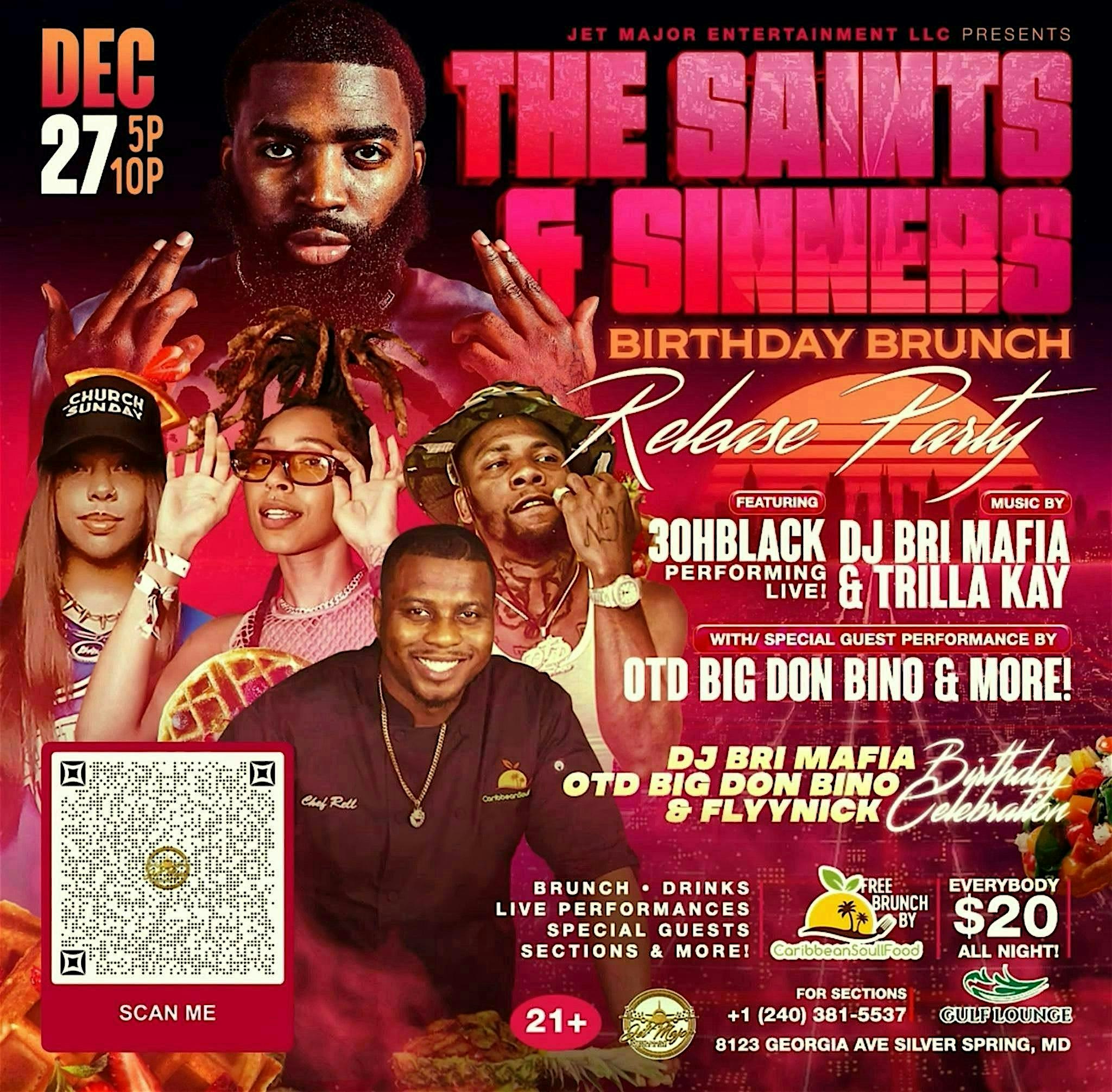 Dec 27th Saints & Sinners Birthday Brunch w/ 3OHBlack & More @ Gulf Lounge! – Silver Spring, MD