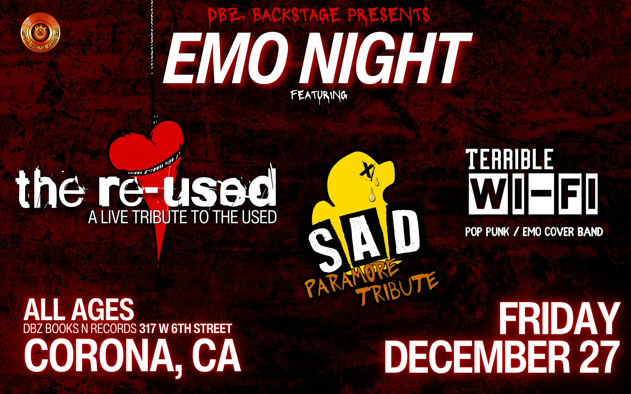 Emo Night at DBZ Books N Records – Corona, CA