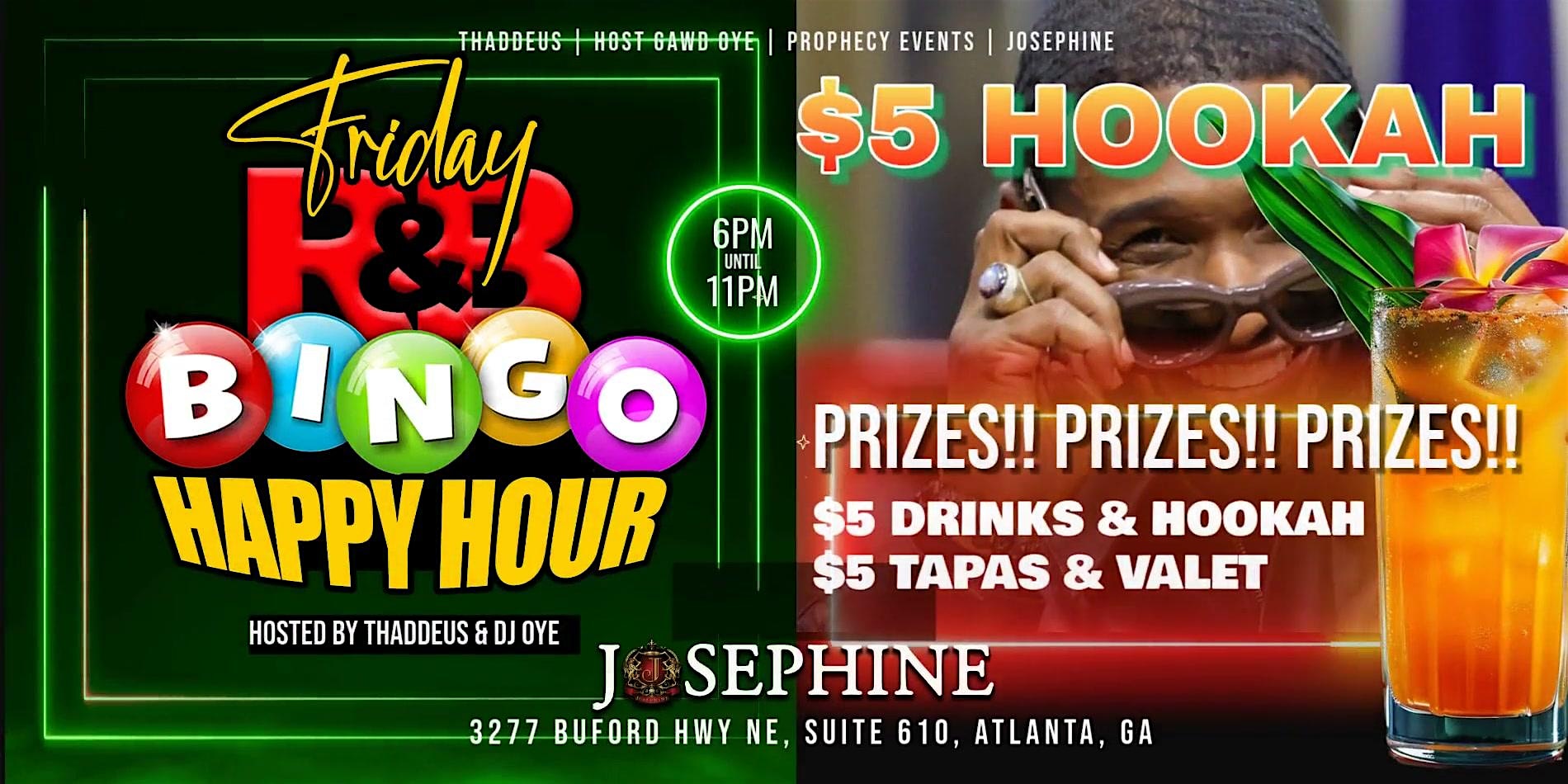 RNB BINGO $5 FRIDAY HAPPY HOUR @JOSEPHINE – Atlanta, GA