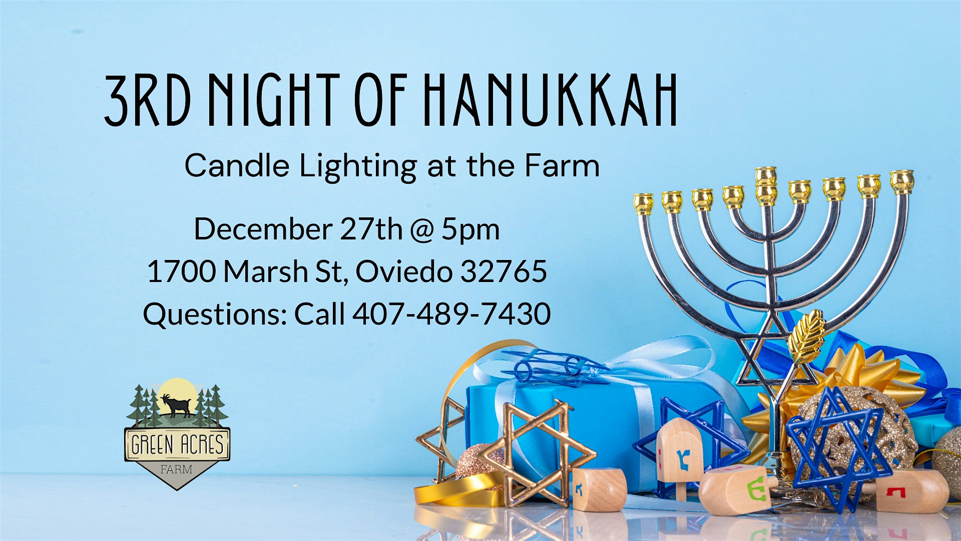 3rd Night of Hanukkah (Candle Lighting) – Oviedo, FL