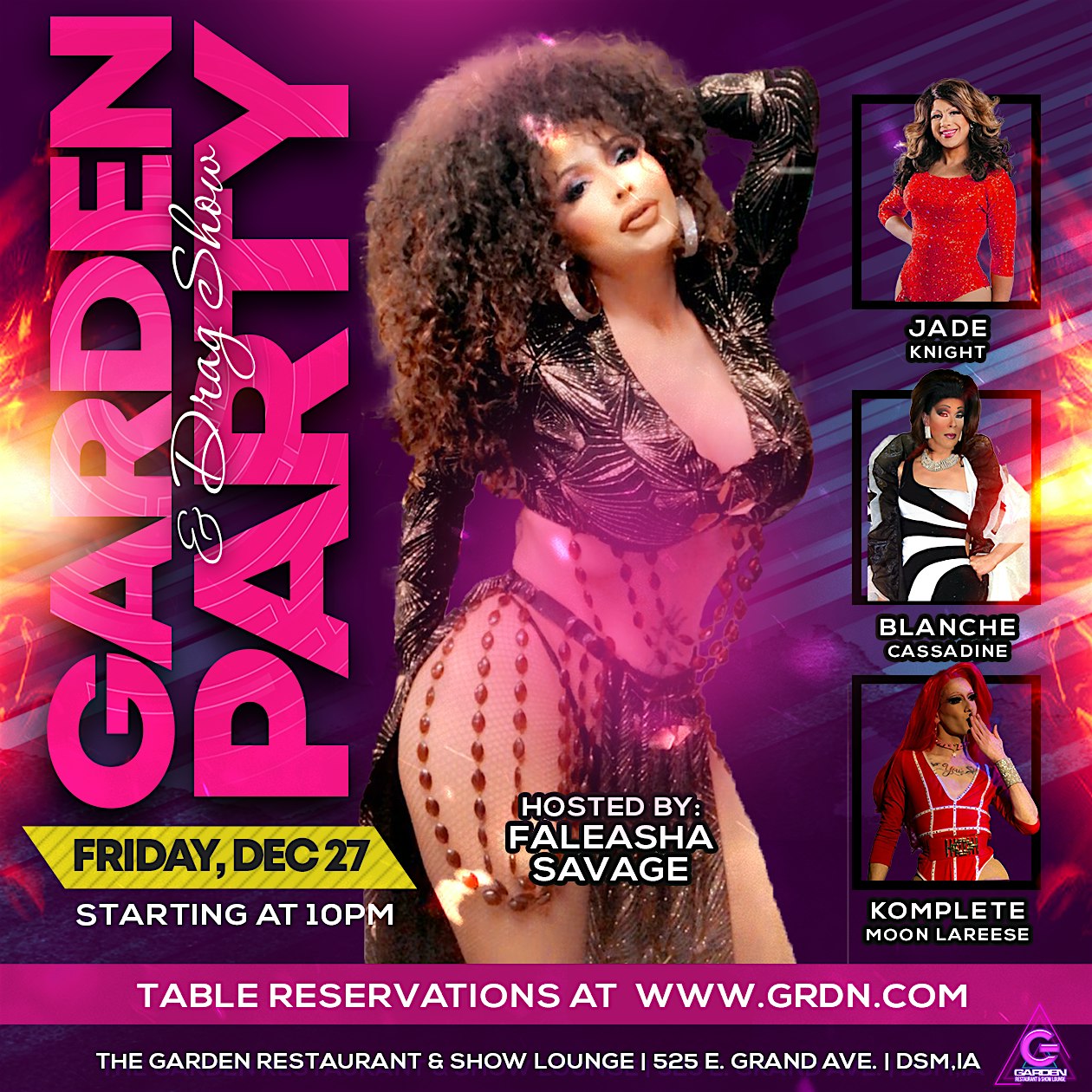 Fri Dec 27 Drag Show – 10pm Table Reservation – Des Moines, IA