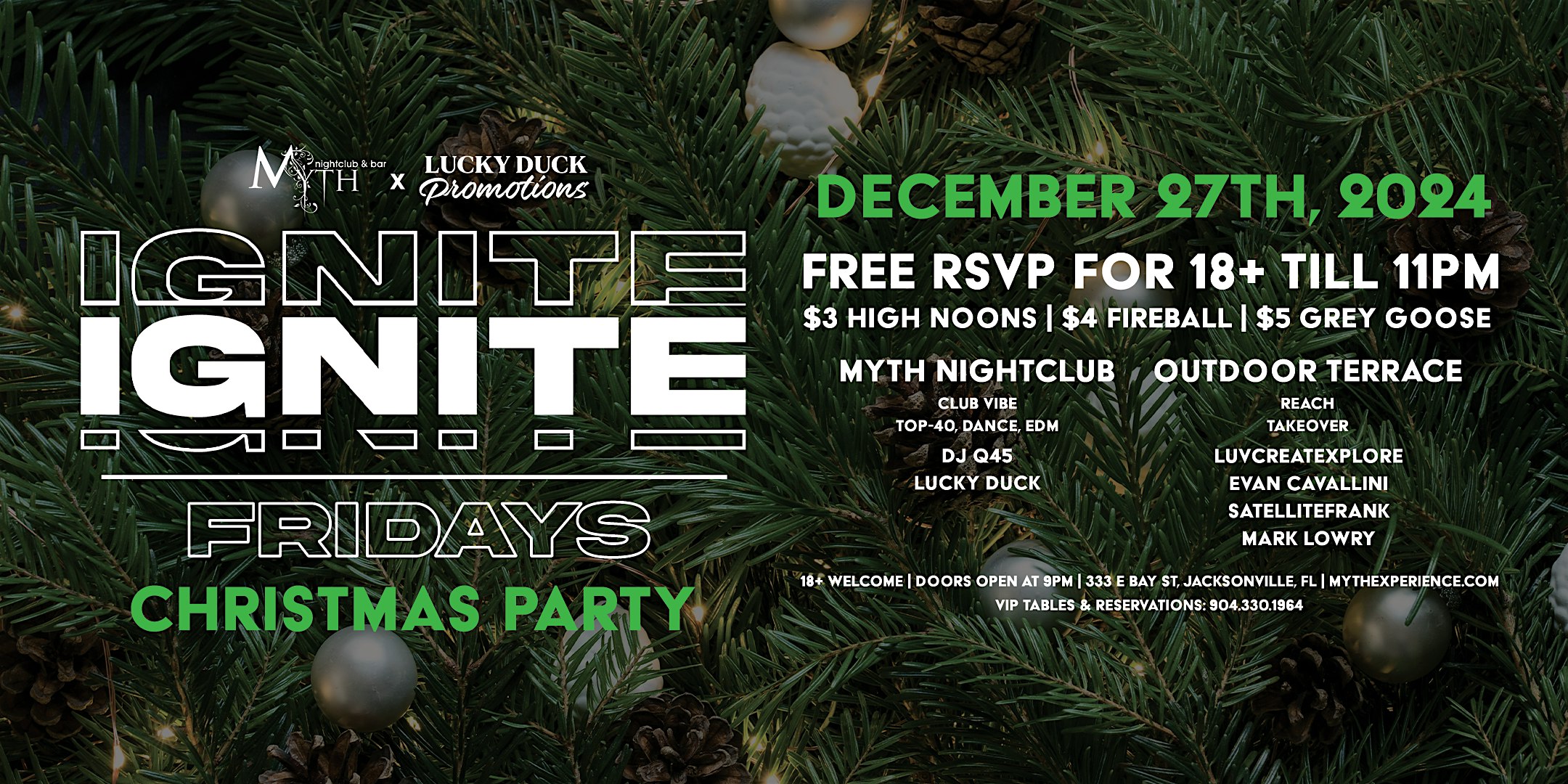 Myth Nightclub & Lucky Duck: Ignite Fridays – Christmas Party | 12.27.24 – Jacksonville, FL