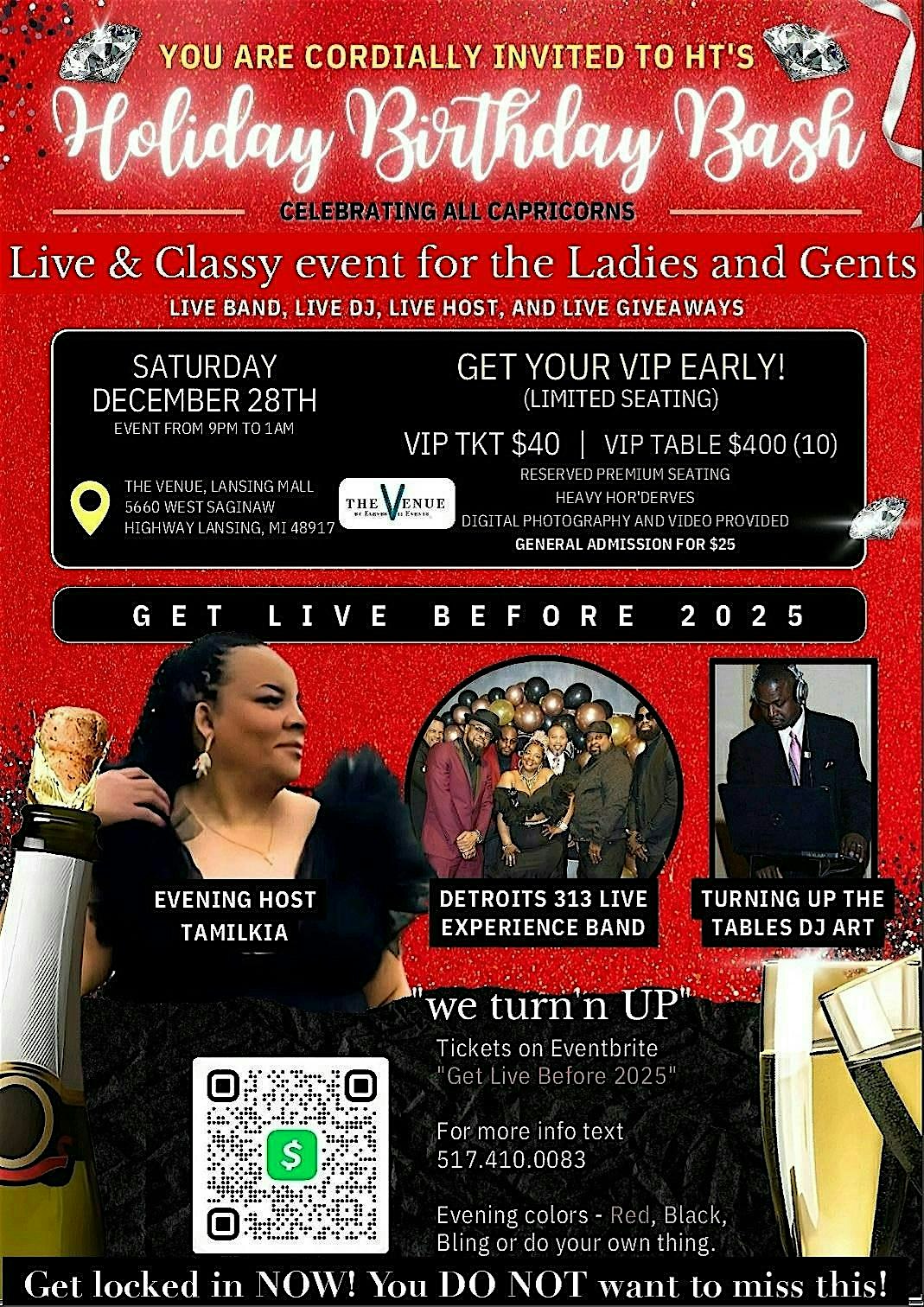 Get LIVE before 2025! Holiday Birthday Bash – Celebrating All Capricorns – Lansing, MI