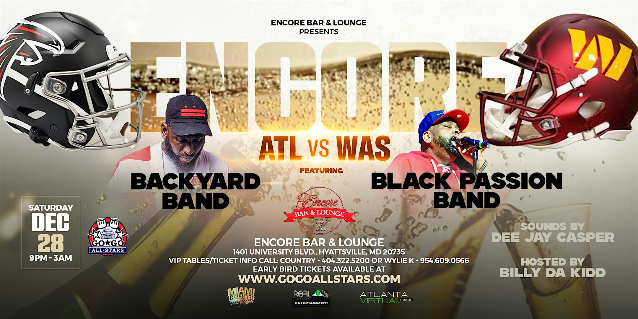 Encore (Falcons vs Commanders Weekend) featuring Backyard Band (Dec. 28th) – Hyattsville, MD