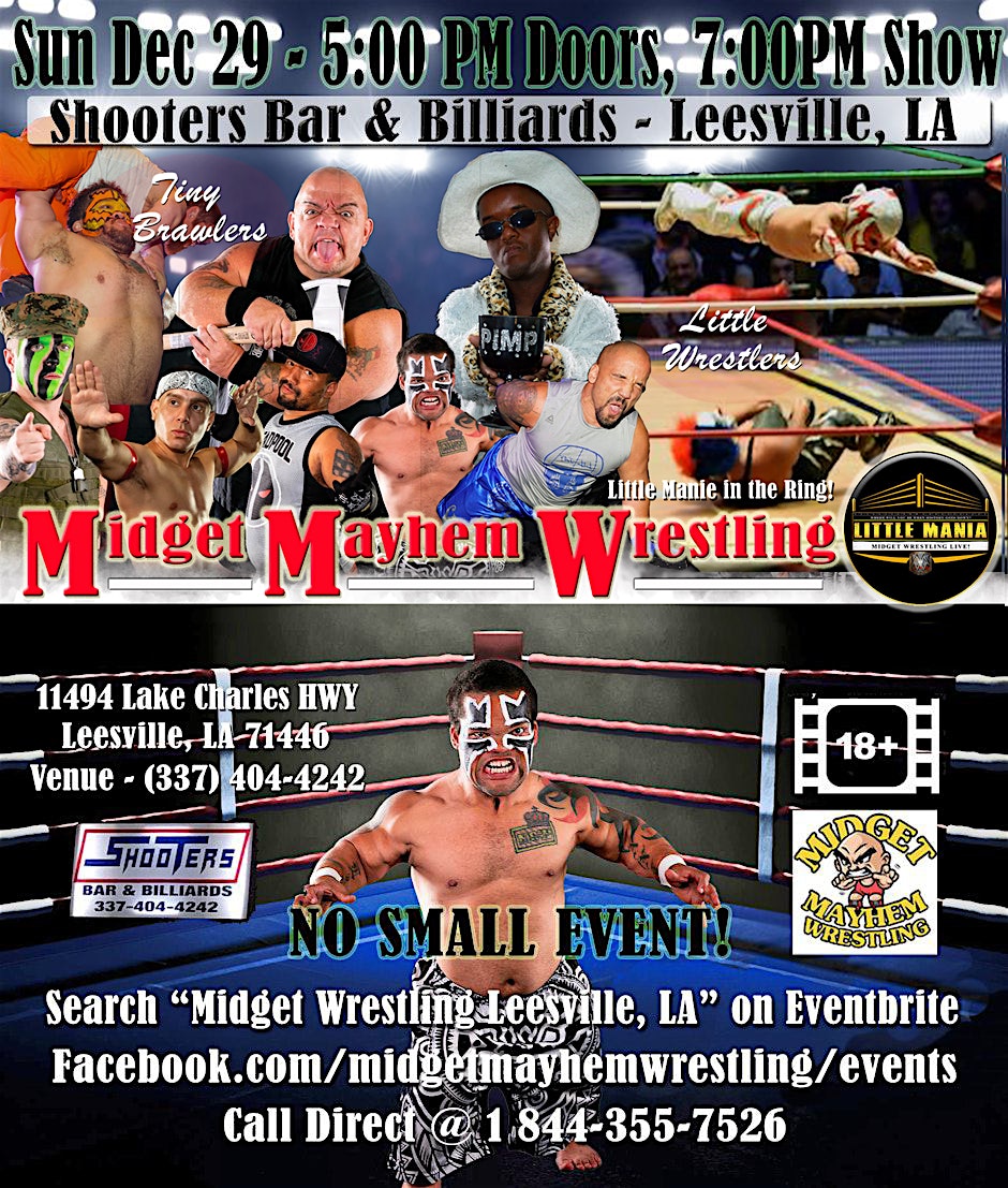 Midget Mayhem Wrestling Rips Through the Ring! Leesville LA 18+ – Leesville, LA