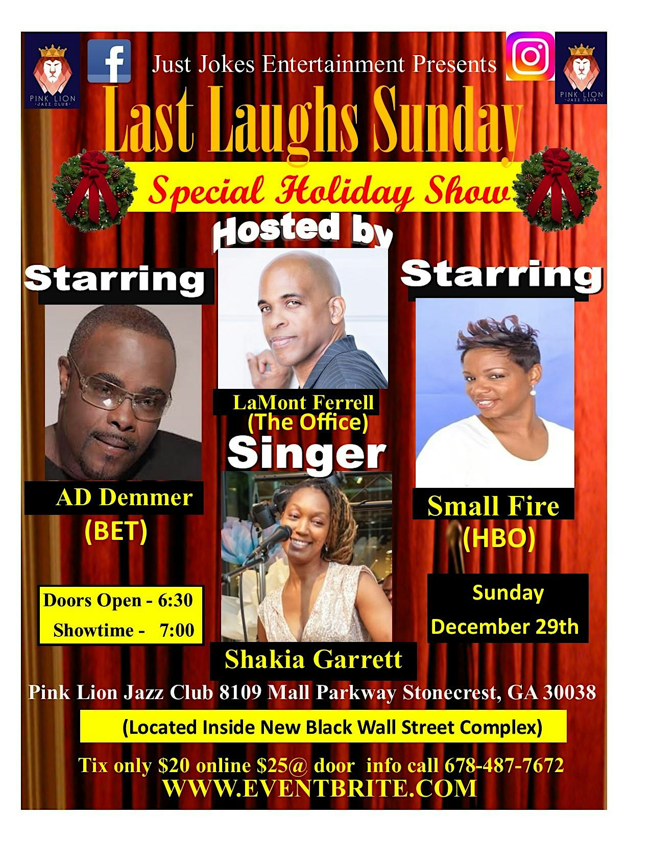 Last Laughs Sunday Special Holiday Comedy Show – Stonecrest, GA