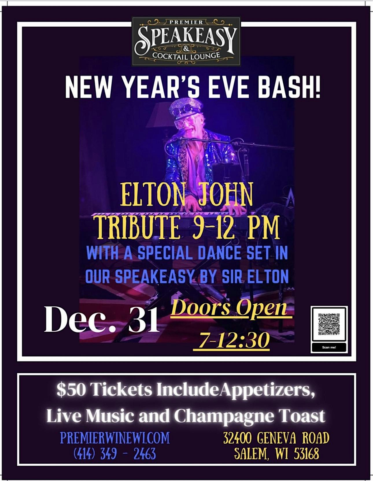 Elton John Tribute by Simply Elton New Year’s Eve Bash in our Speakeasy – Salem, WI