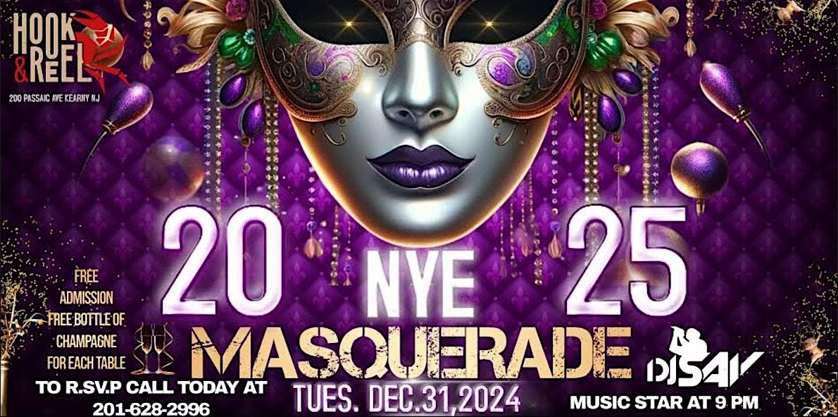 RING IN 2025 AT HOOK & REEL KEARNY, NJ | Masquerade Ball – Kearny, NJ