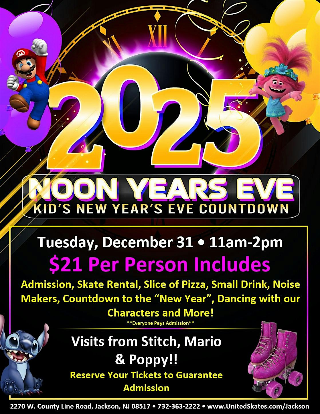 Kid’s Noon Year’s Eve Countdown to 2025 – Jackson Township, NJ