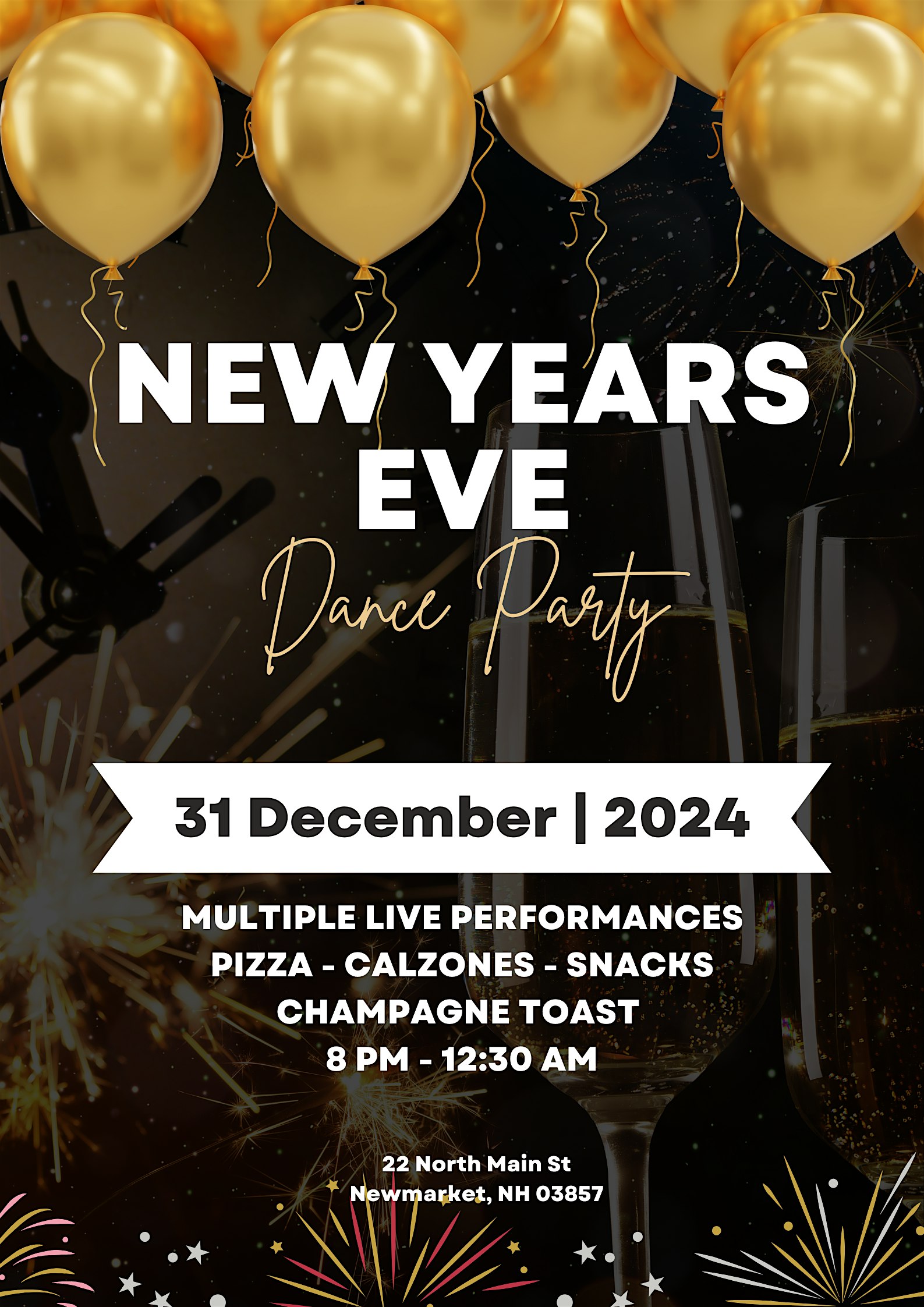 New Years Eve 8PM – 12:30 AM – Newmarket, NH