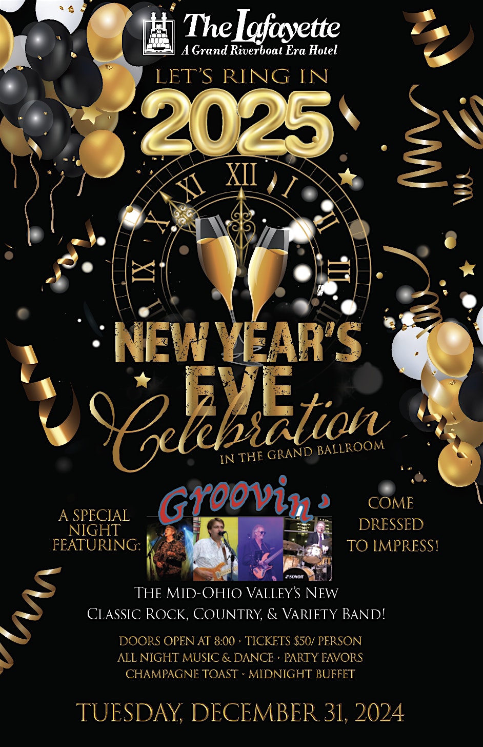 New Year’s Eve Celebration at The Lafayette Hotel – Marietta, OH