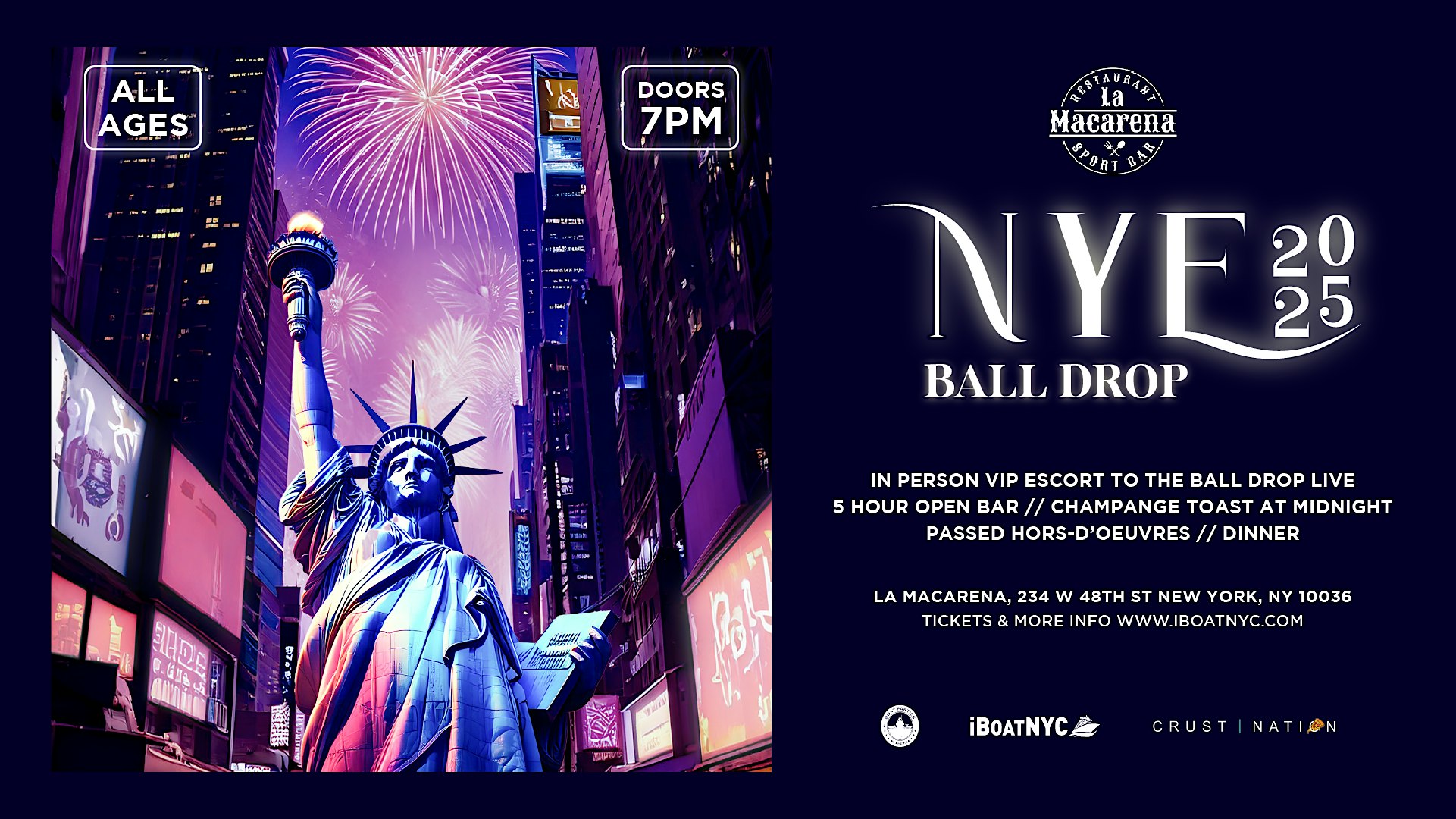 New Year’s Eve 2025 Party with VIP Escort to BALL DROP at Times Square – New York, NY