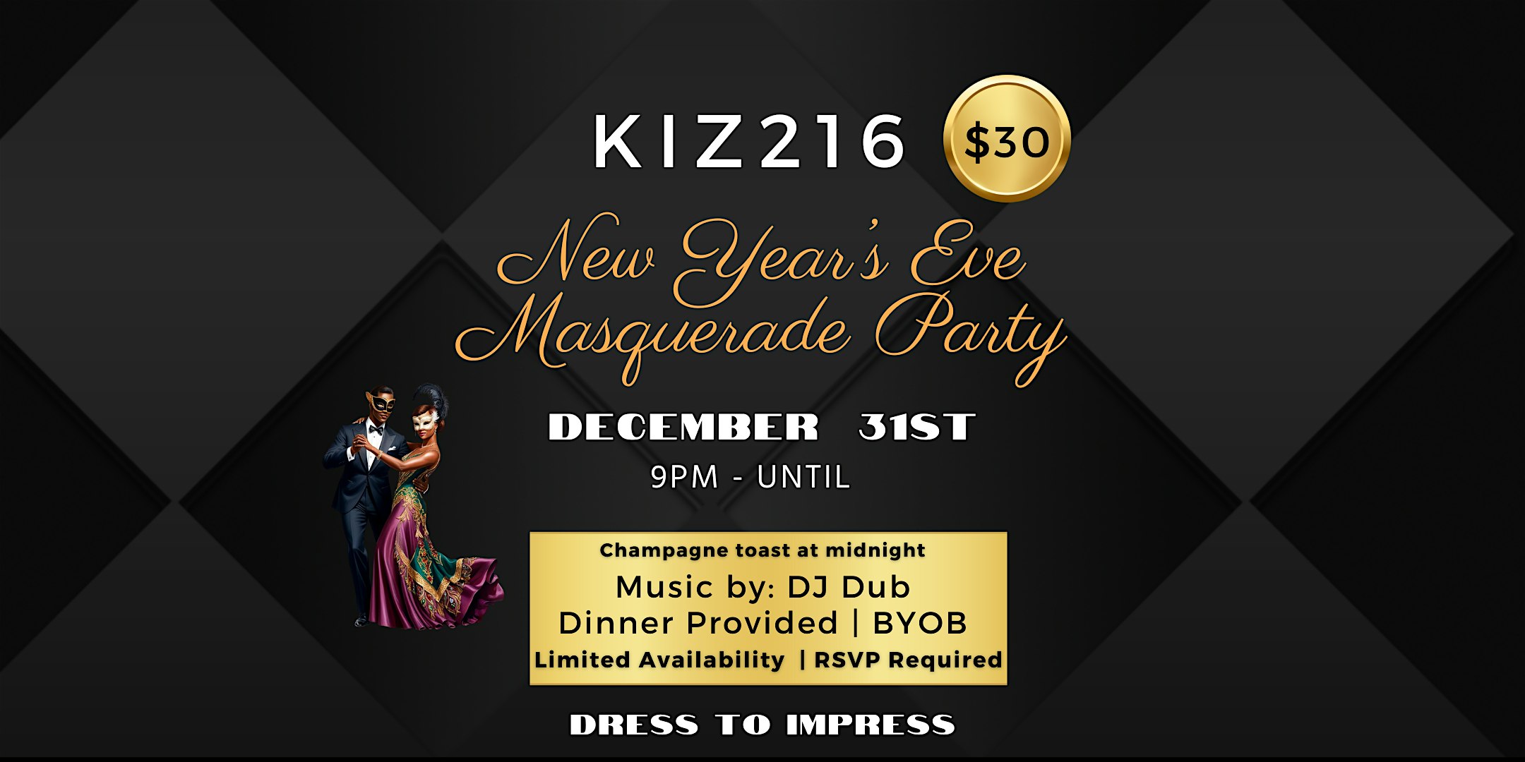 KIZ216 New Year’s Eve Masquerade Party – Chagrin Falls, OH