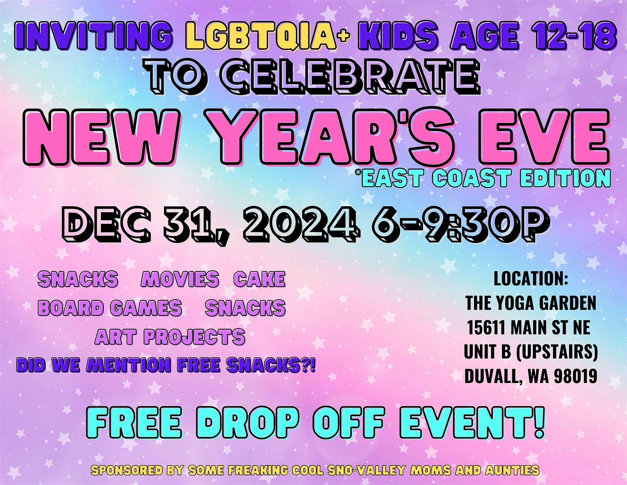 New Year’s Eve Bash for Snoqualmie Valley LGBTQIA+ Teens – Duvall, WA