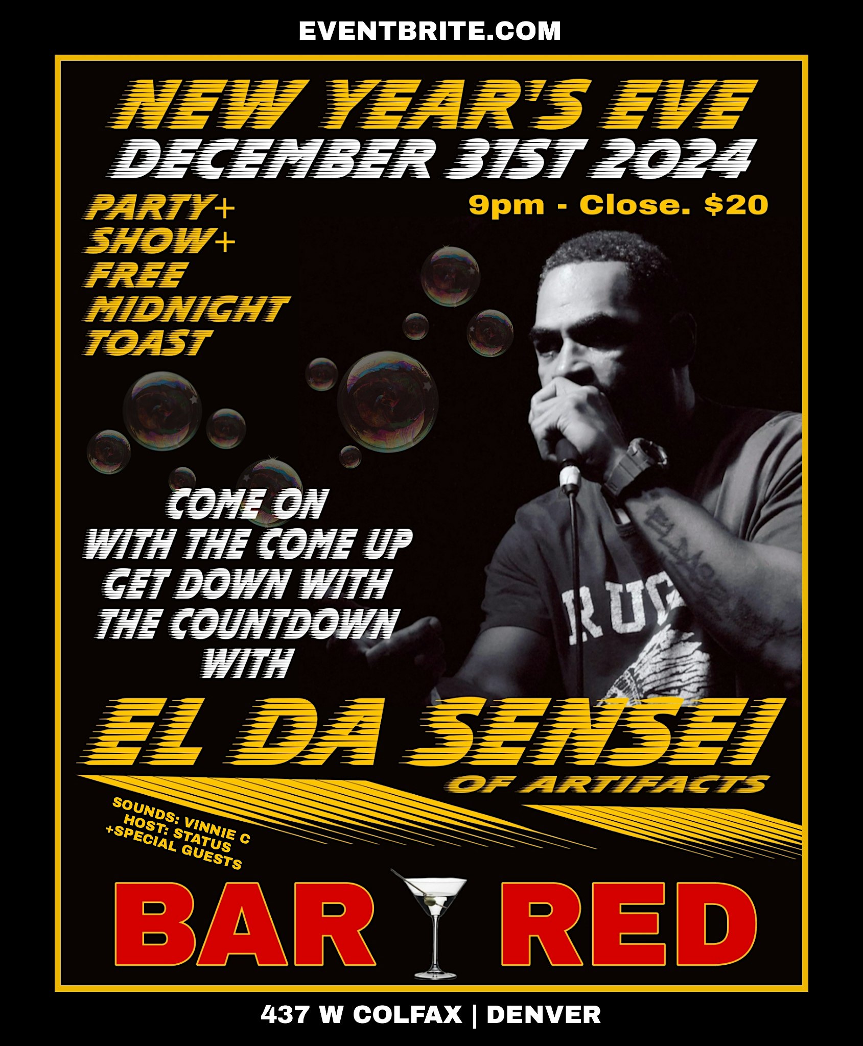 EL DA SENSEI “LIVE” | NEW YEAR’S EVE | BAR RED | PARTY + SHOW – Denver, CO