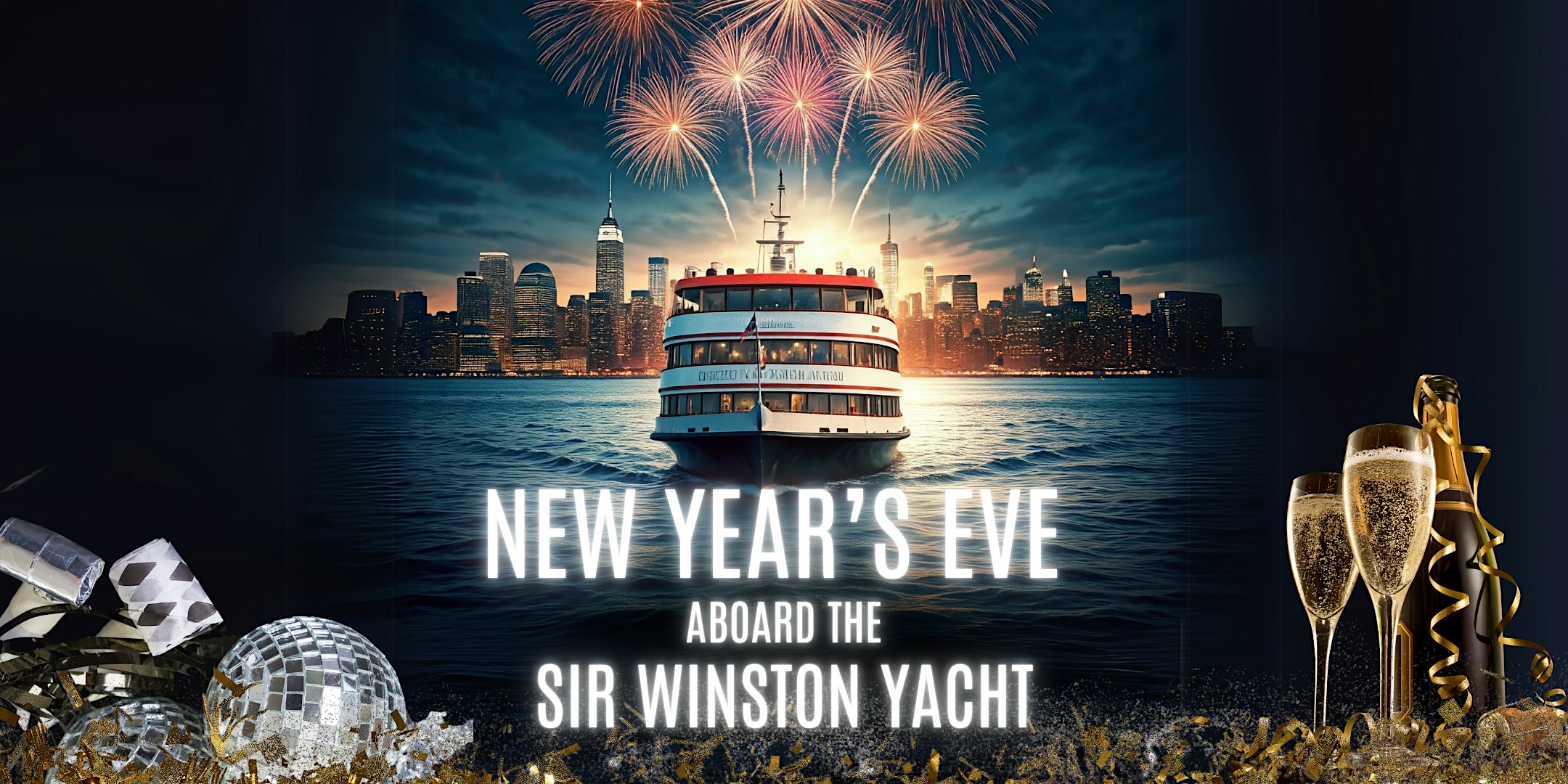 New Year’s Eve Cruise Aboard The Sir Winston Yacht – W/ 3 Hours Open Bar! – New York, NY