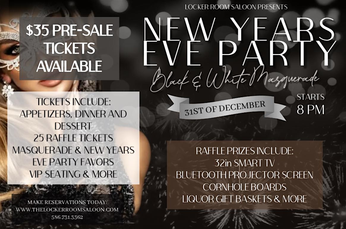 New Years Eve Black & White Masquerade Party – Utica, MI