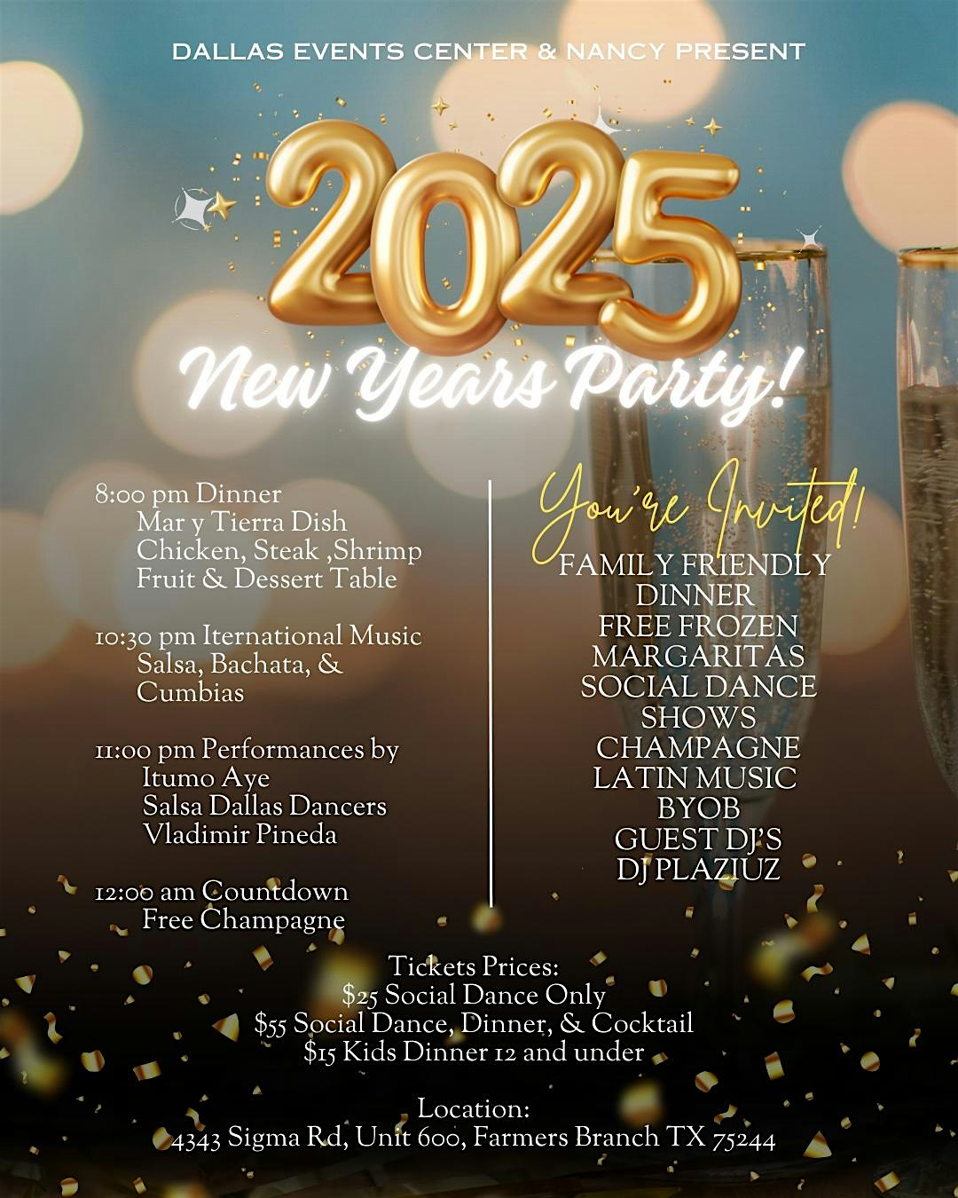 Anual NEW Year Latin Party – Farmers Branch, TX