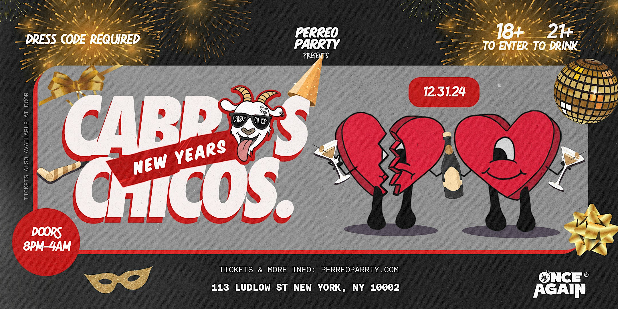 Cabros Chicos – New Years Eve Ball Drop – 18+ Latin & Reggaeton Dance Party – New York, NY