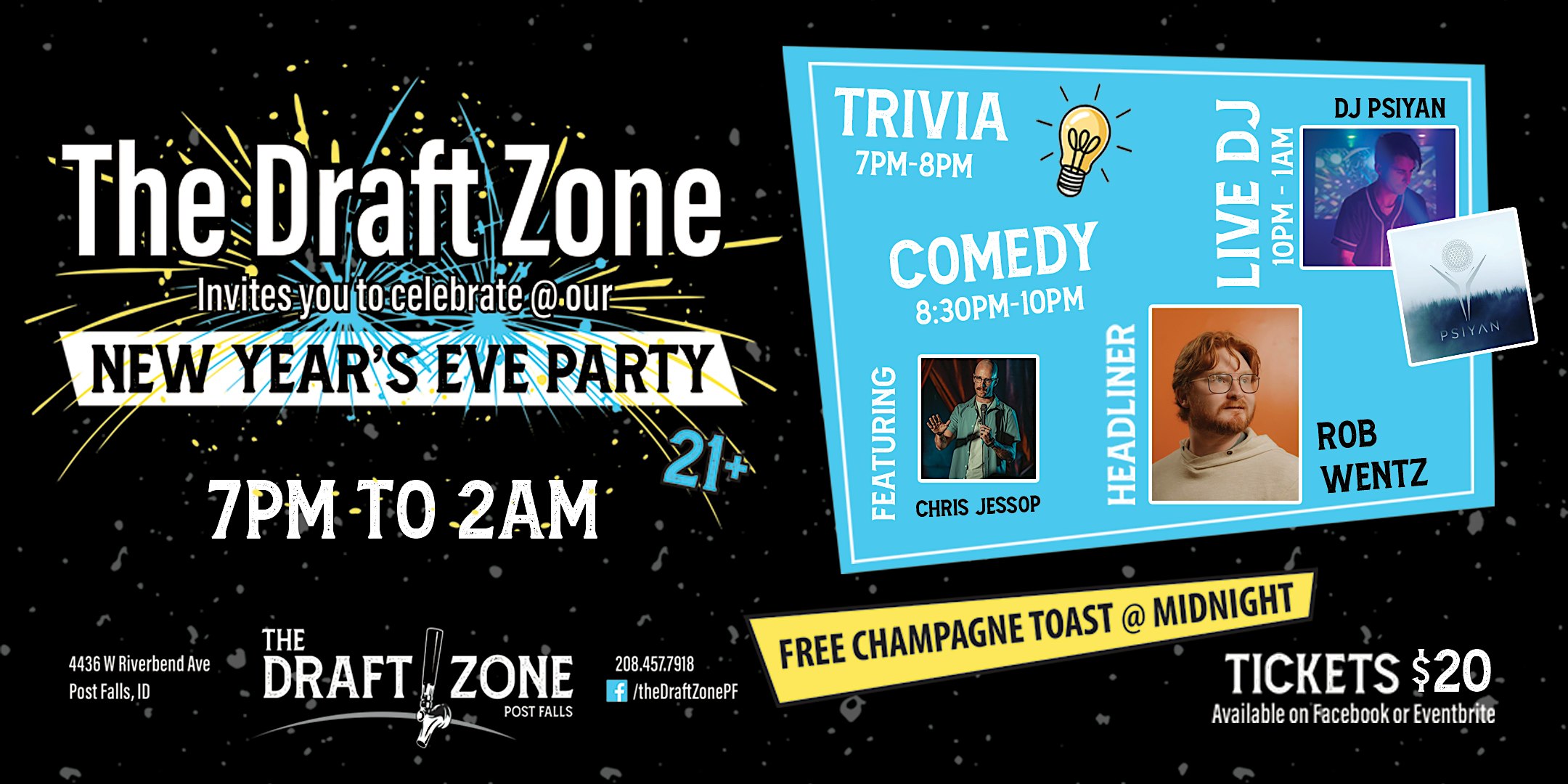 New Year’s Eve Bash @ The Draft Zone! – Post Falls, ID