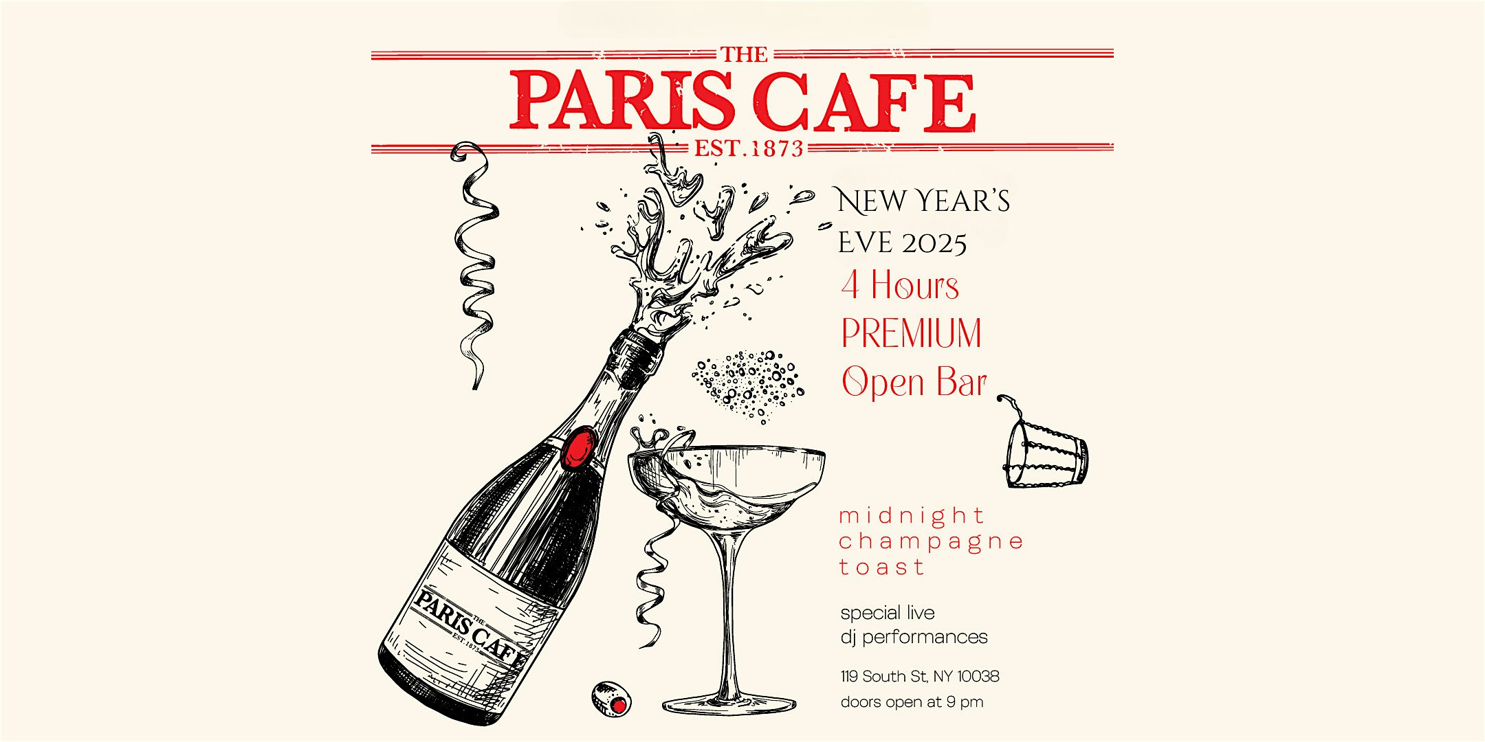 Paris Cafe’s NYE 2025 Celebration – New York, NY