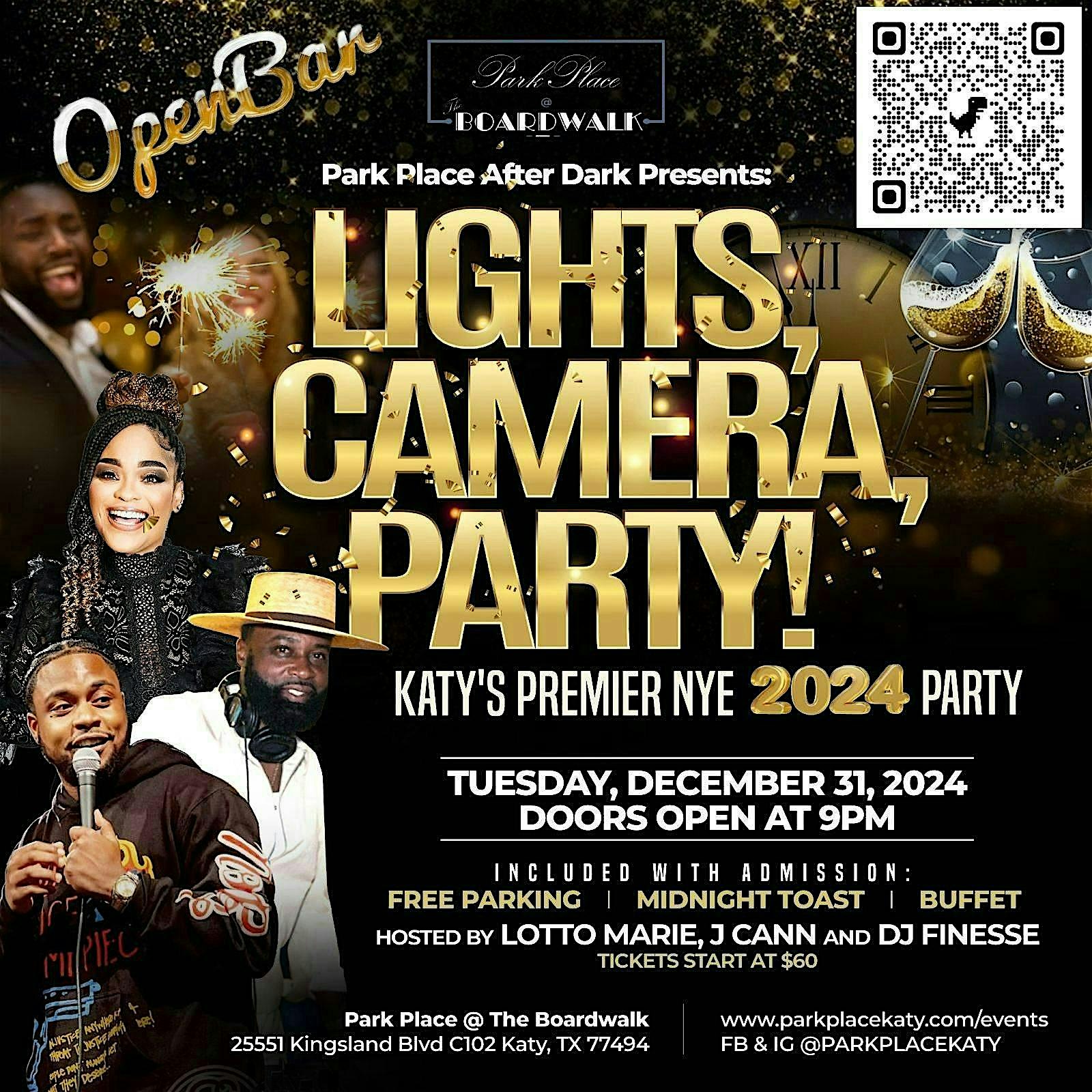 NYE: Lights, Camera, Party! W/ OPEN BAR!!! – Katy, TX