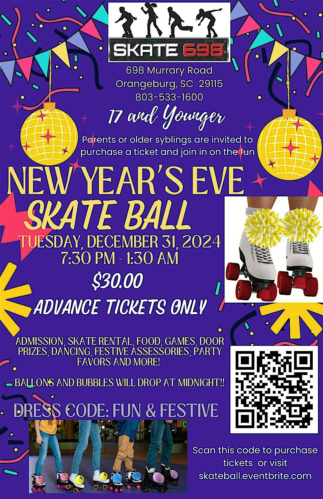 New Year’s Eve SKATE Ball At SKATE 698 – Orangebug, SC