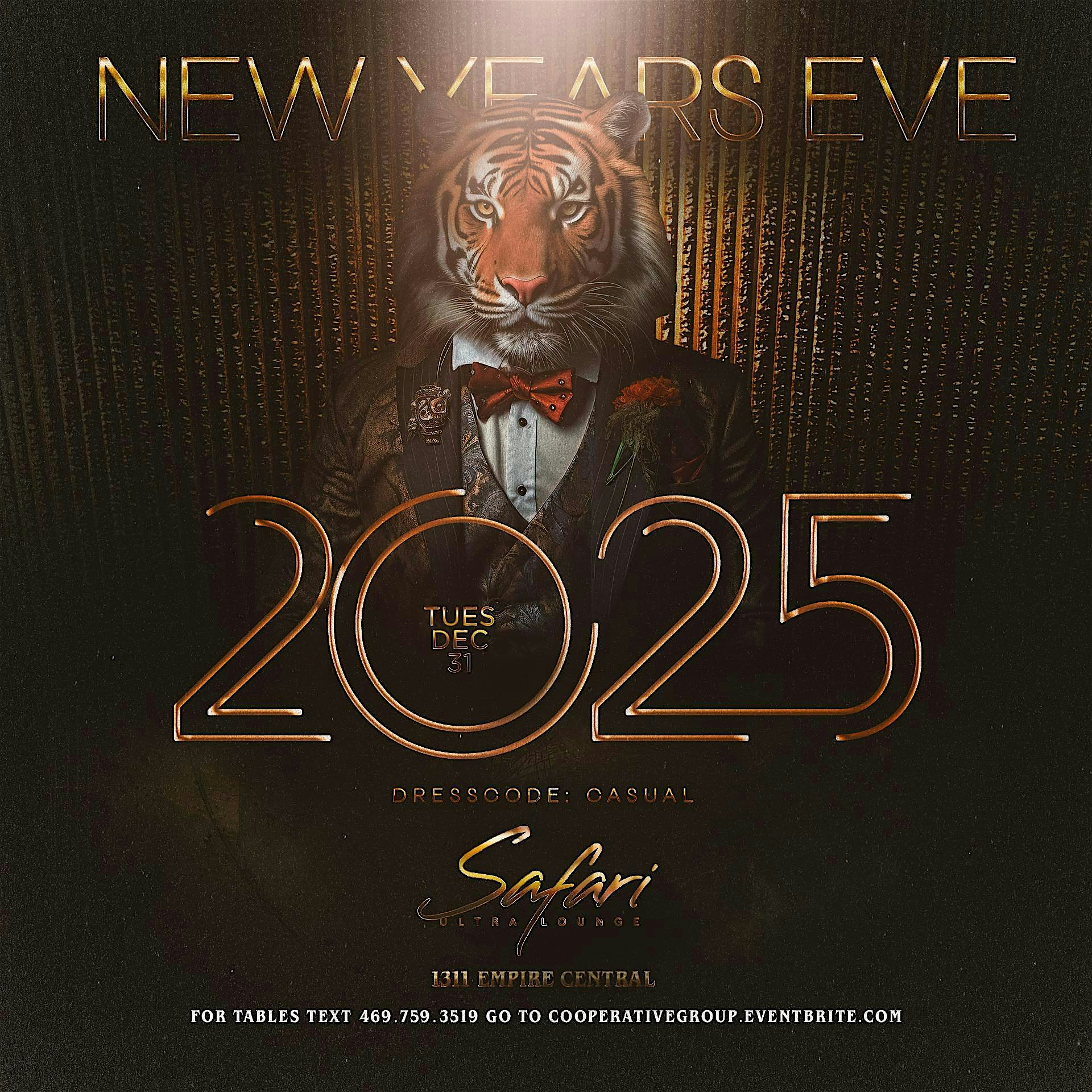 NYE Celebration at Safari | Tuesday, December 31st – Dallas, TX