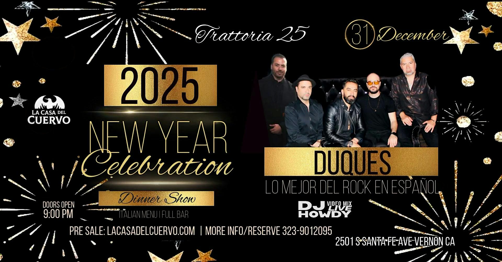 NYE Rock en Español In LA Dinner, Dance, Live Show – Vernon, CA