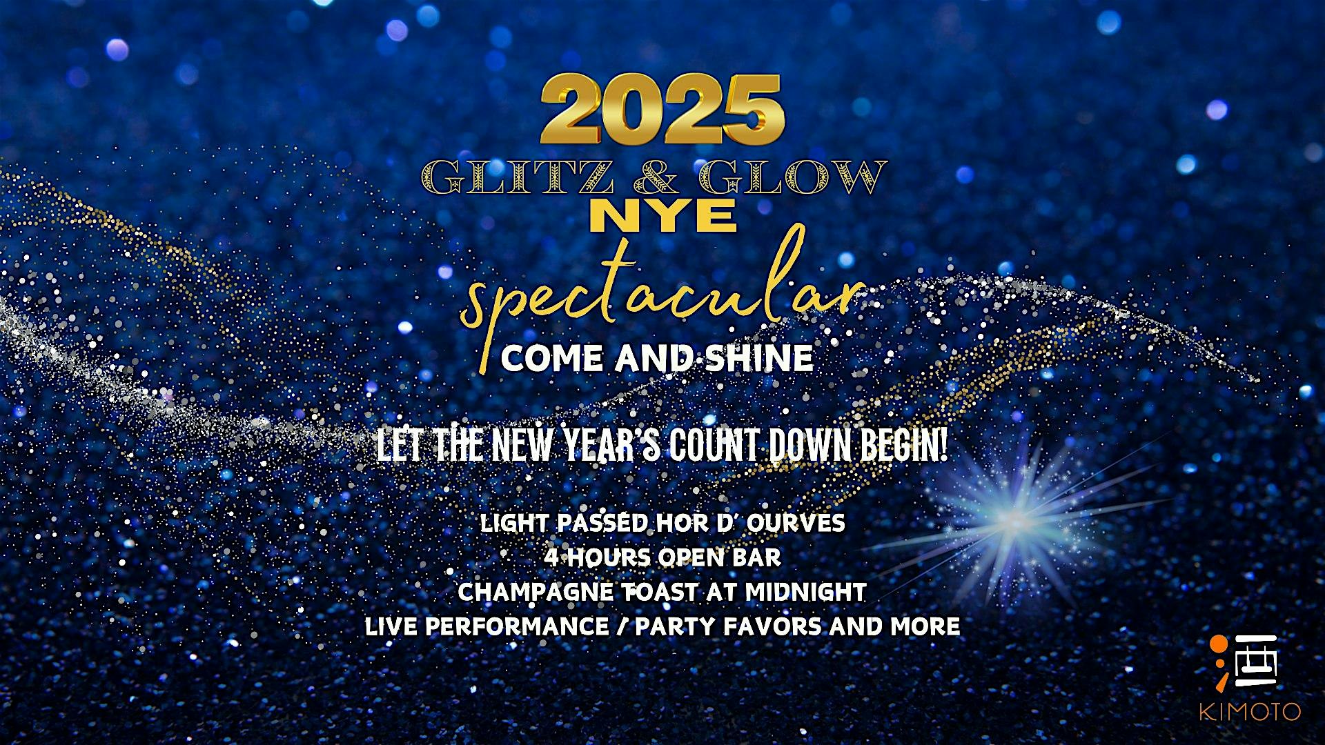 KIMOTO ROOFTOP – NEW YEAR’S EVE “GLITZ & GLOW NYE SPECTACULAR 2025 ” – Brooklyn, NY