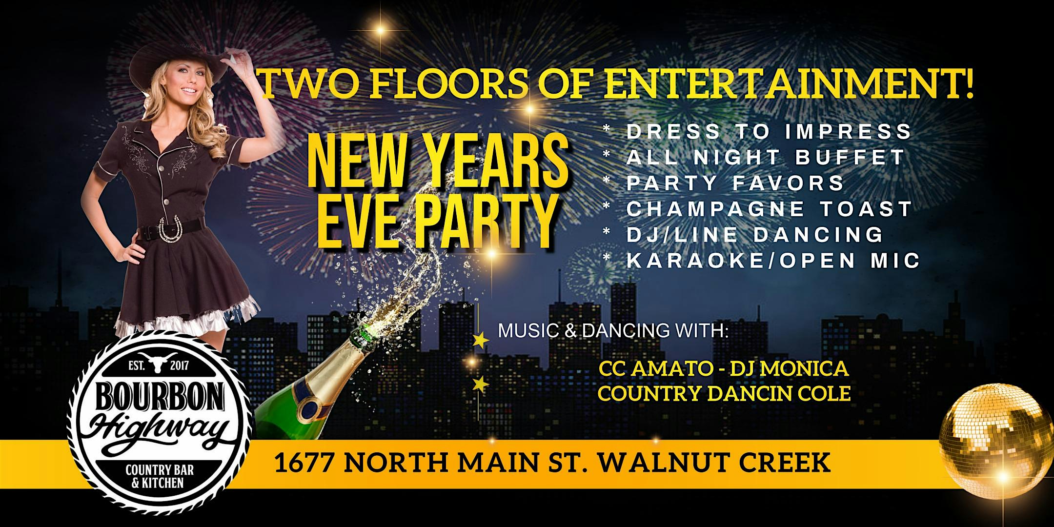 New Years Eve – Line Dancing & Karaoke, Delicious Buffet & Champagne Toast – Walnut Creek, CA