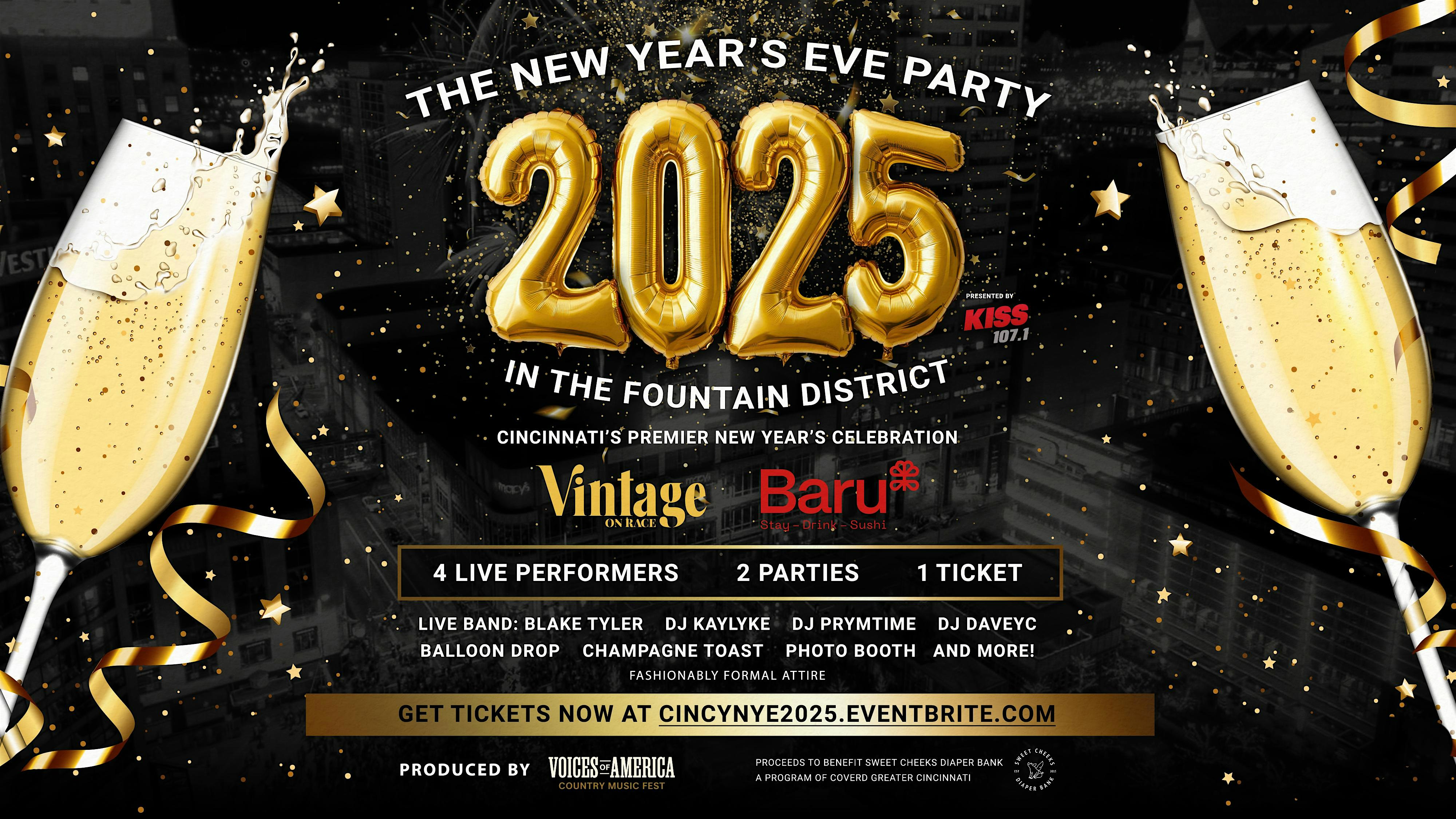 Kiss 107’s New Year’s Eve Party 2025 at Baru and Vintage – Cincinnati, OH