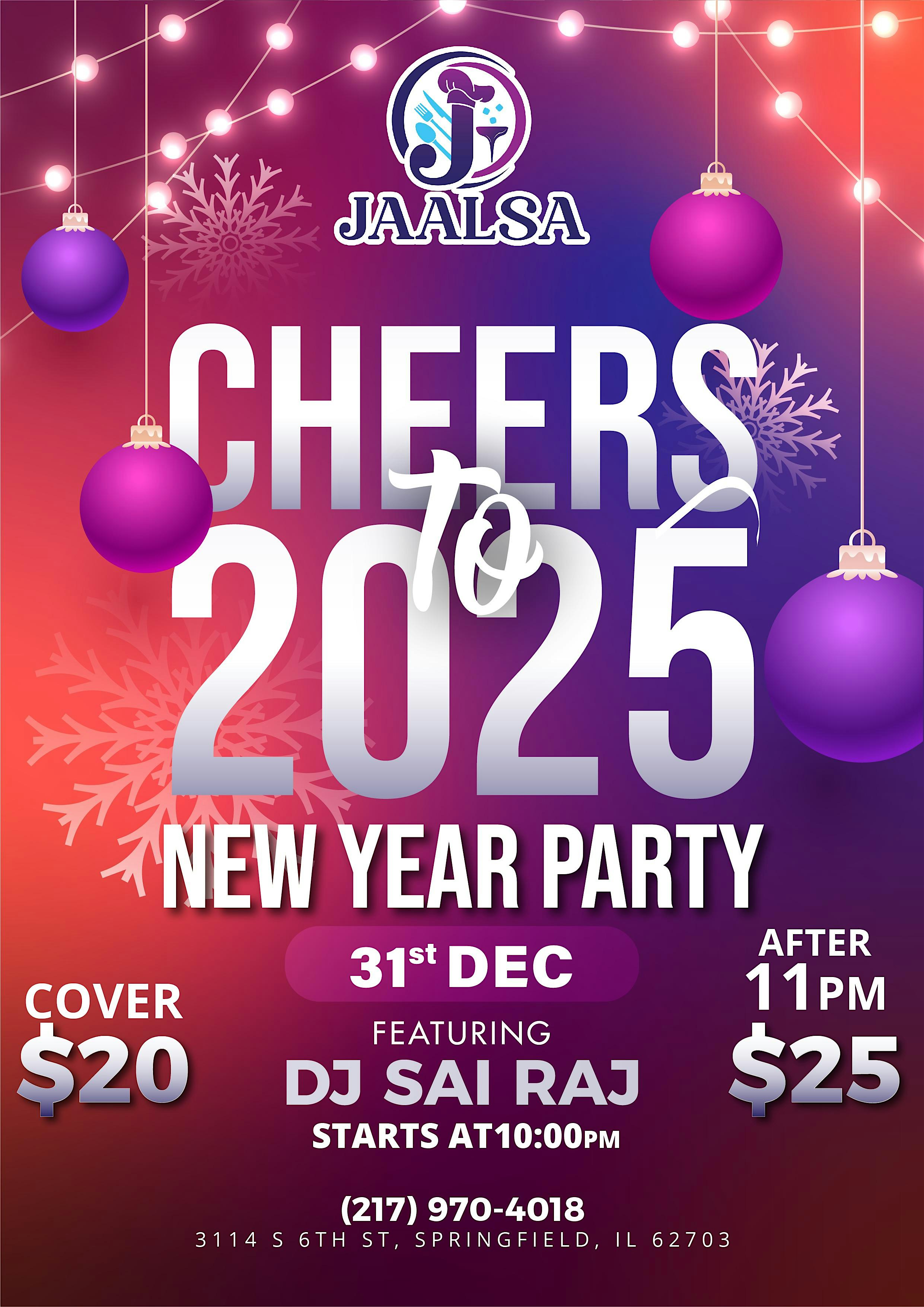 Cheers to 2025 – New Year party – Springfield, IL