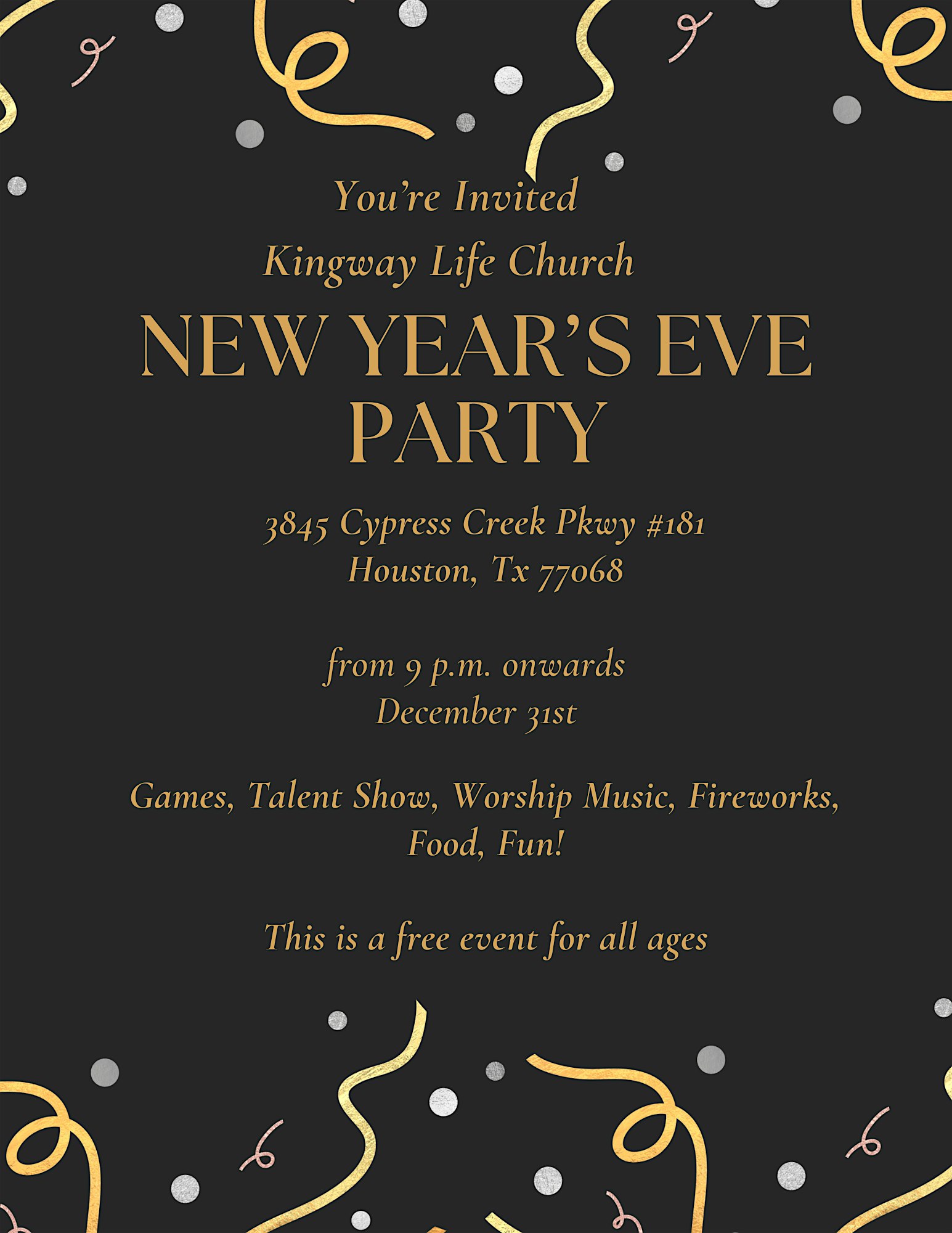 Kingway Life Church New Years Eve Glitz and Glam Bash – Houston, TX