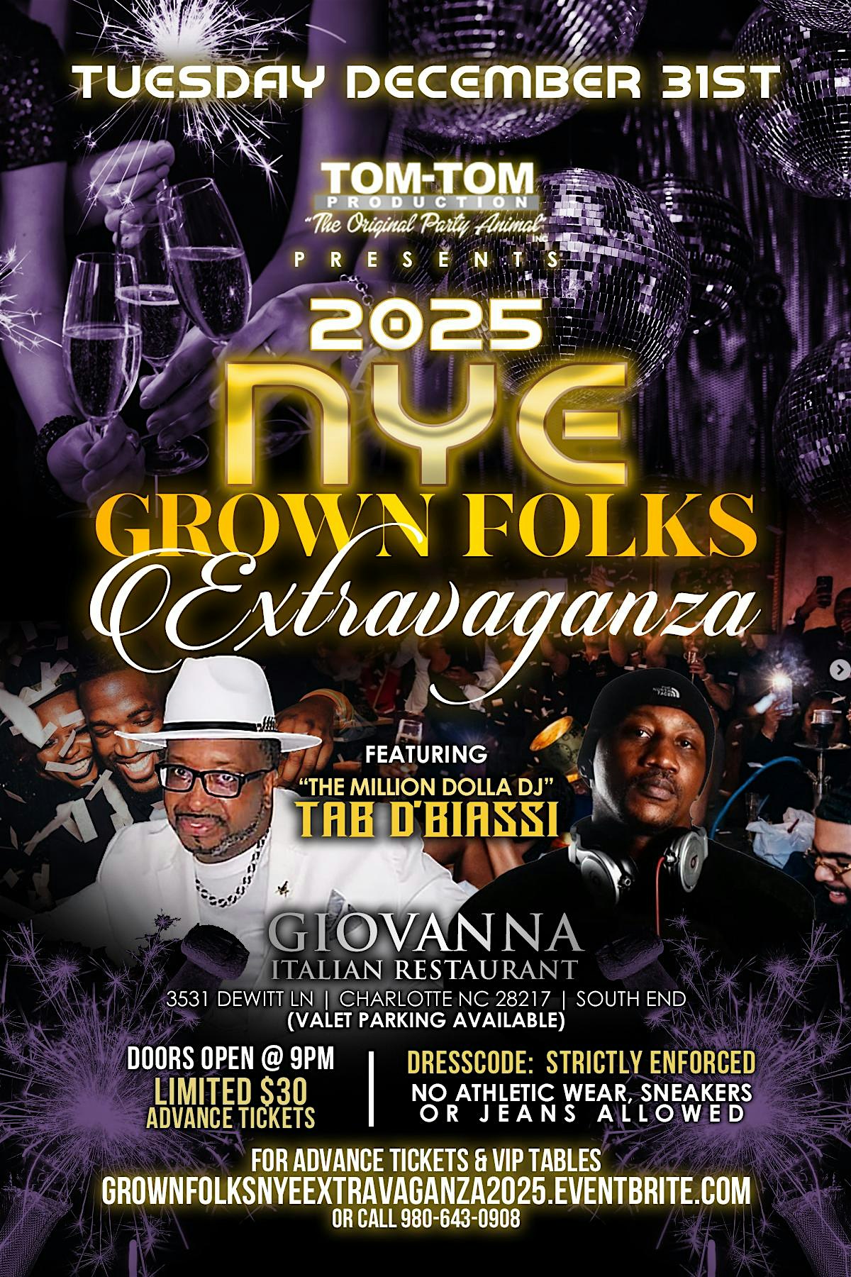 Tom-Tom’s 2025 NYE GROWN FOLKS EXTRAVAGANZA – Charlotte, NC