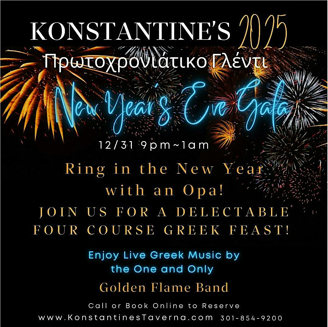 New Years Eve Gala at Konstantine’s Taverna – Highland, MD