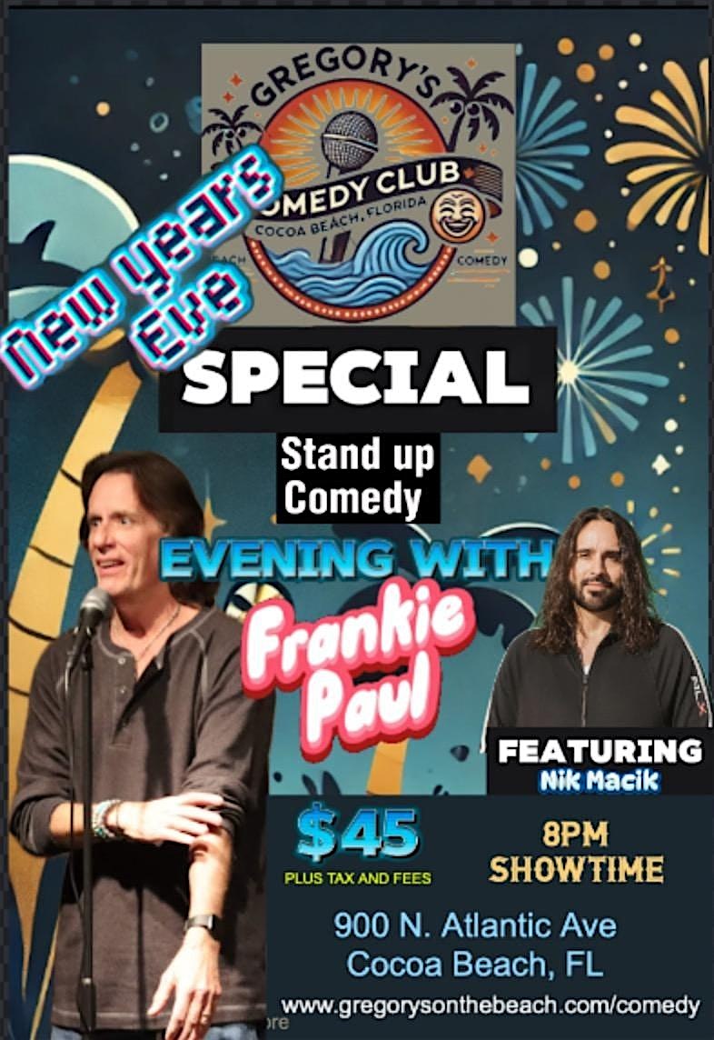 New Years Eve Comedy @ 12/31/24 Gregory’s Upstairs 8:00pm-9:30pm – Cocoa Beach, FL