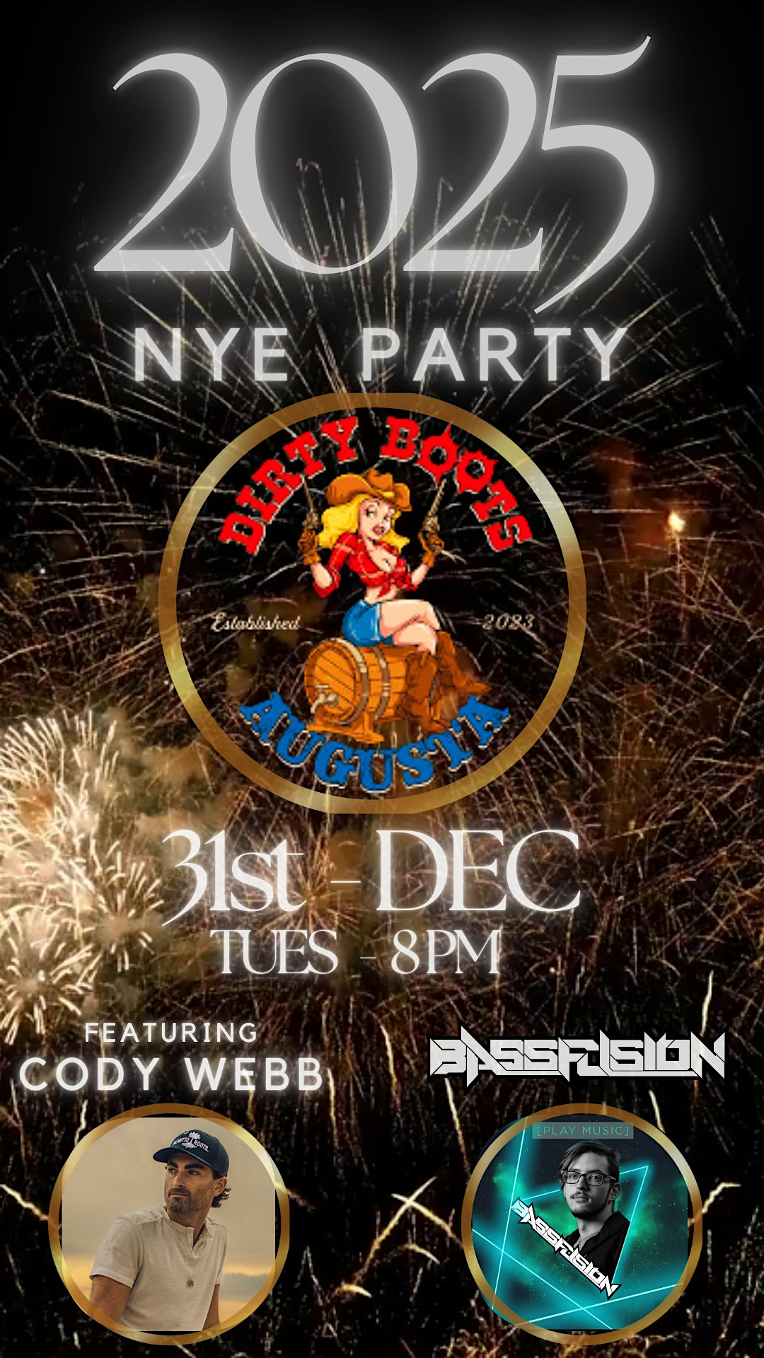 NEW YEARS EVE PARTY AT DIRTY BOOTS LIVE WITH CODY WEBB – Augusta, GA