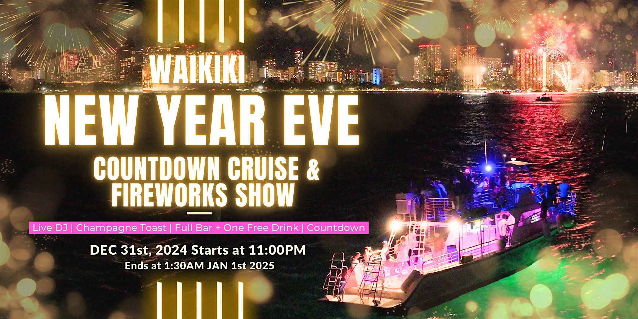 2025 New Year’s Countdown Cruise with Fireworks – Honolulu, HI