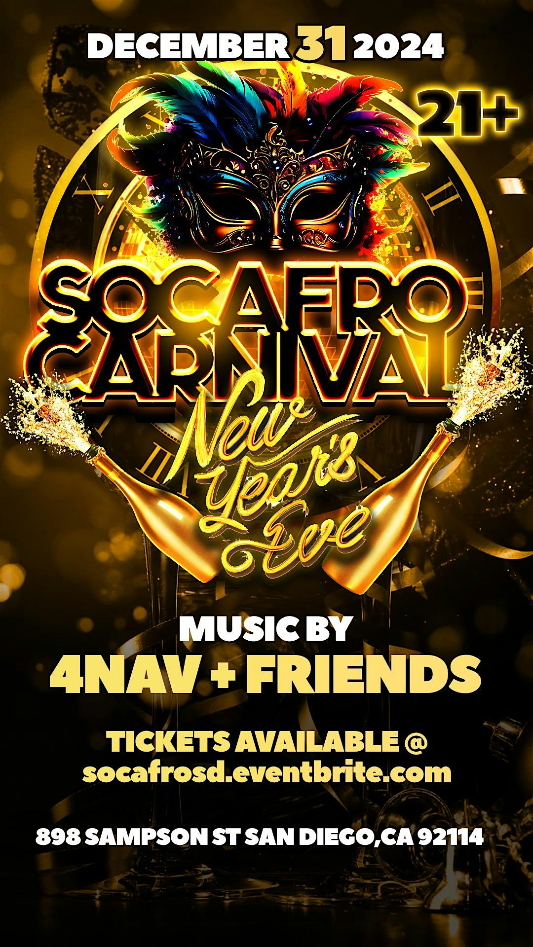 Socafro Carnival NYE Bash – San Diego, CA