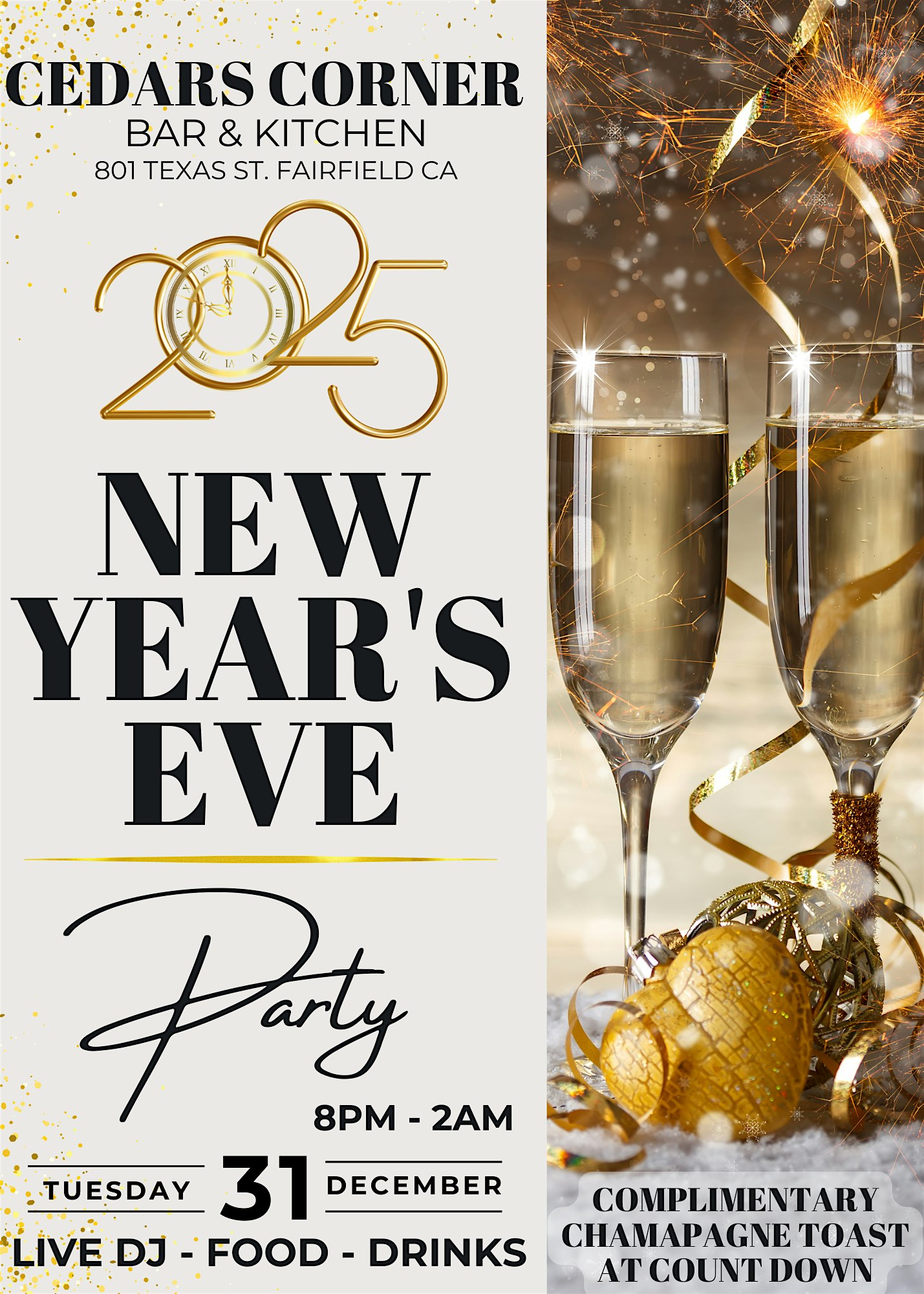 Cedars New Year’s Eve Party – Fairfield, CA