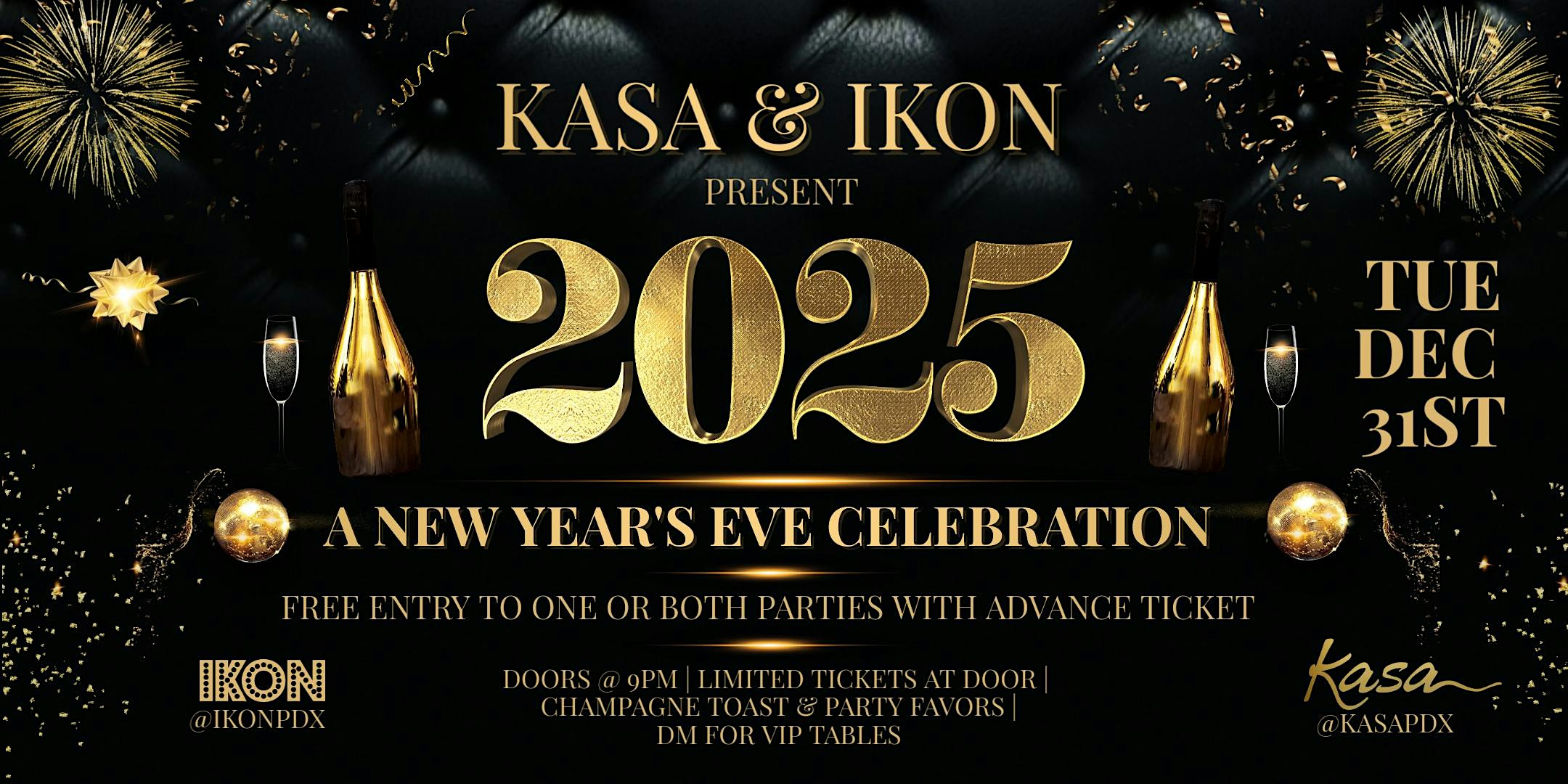 New Year’s Eve Party 2025 at Kasa and Ikon in Portland – 2 Clubs, 1 Ticket – Portland, OR